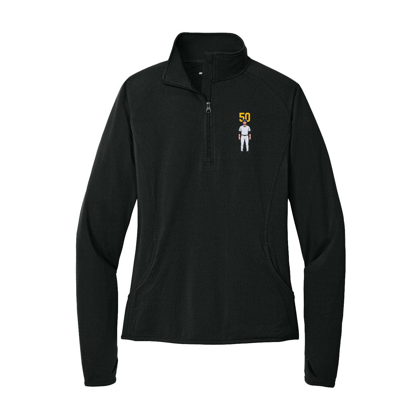Women's Q-Zip Pullover — Number Top in Black