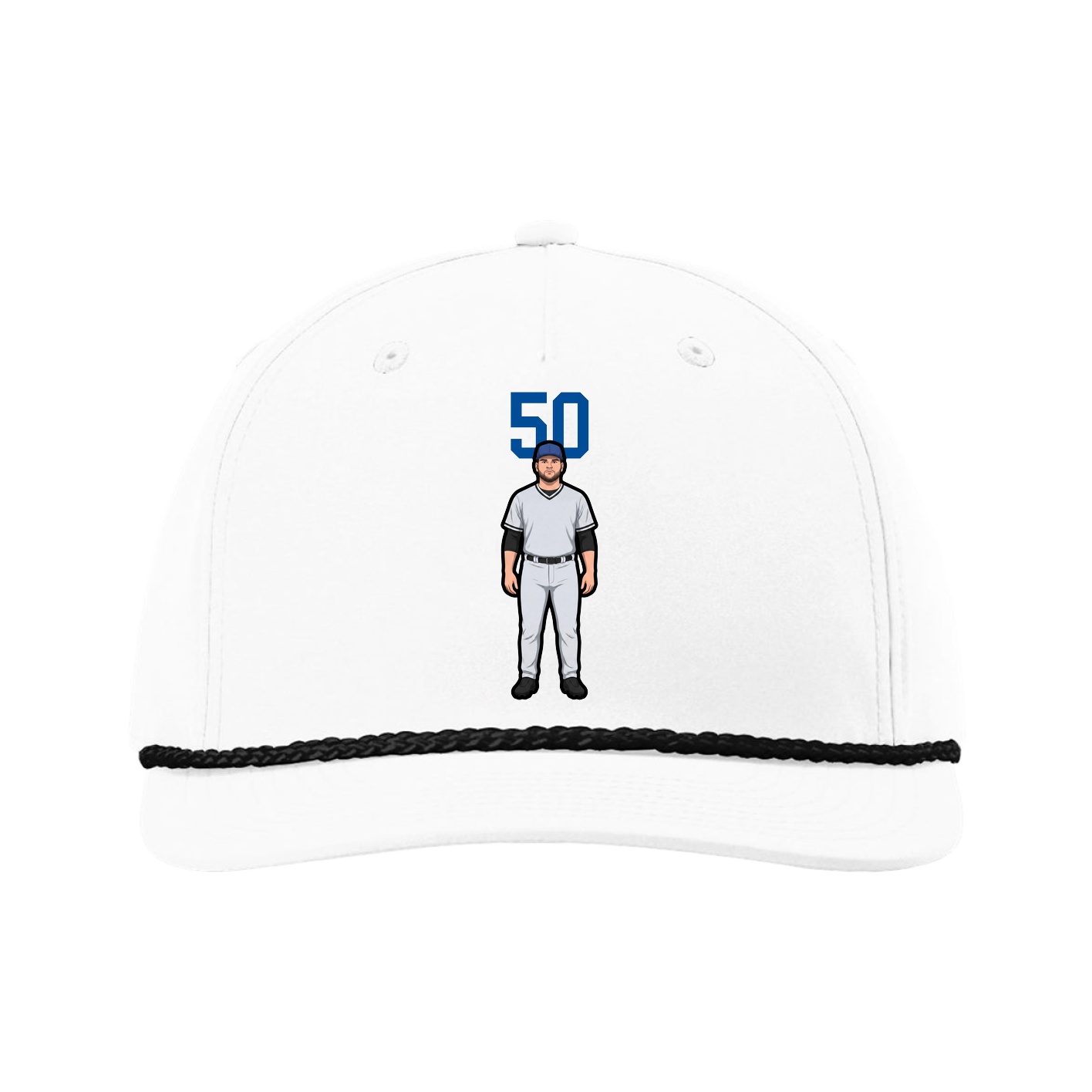 Five-Panel Classic Rope Cap — Number Top in White