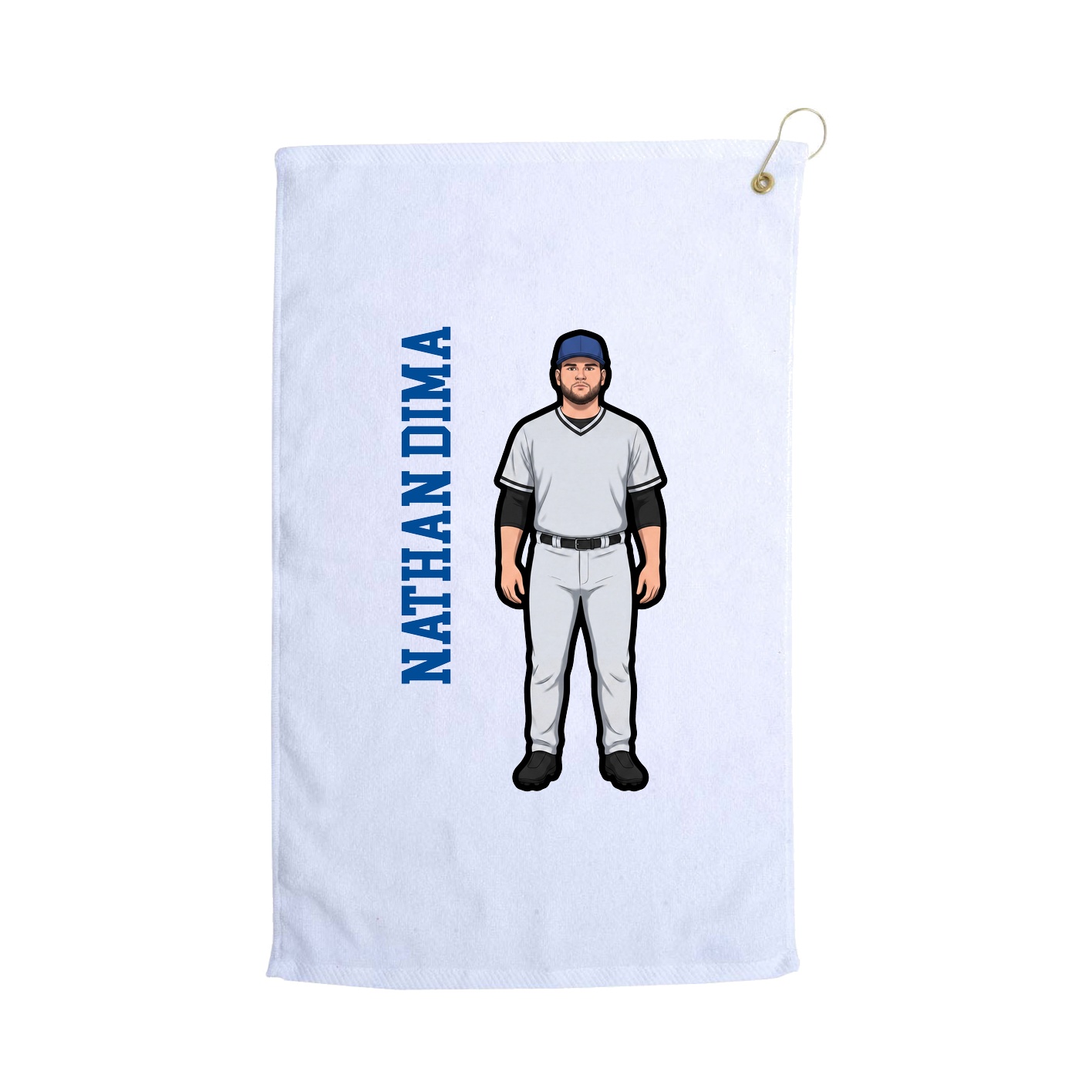 Golf Towel — Name Vertical in White