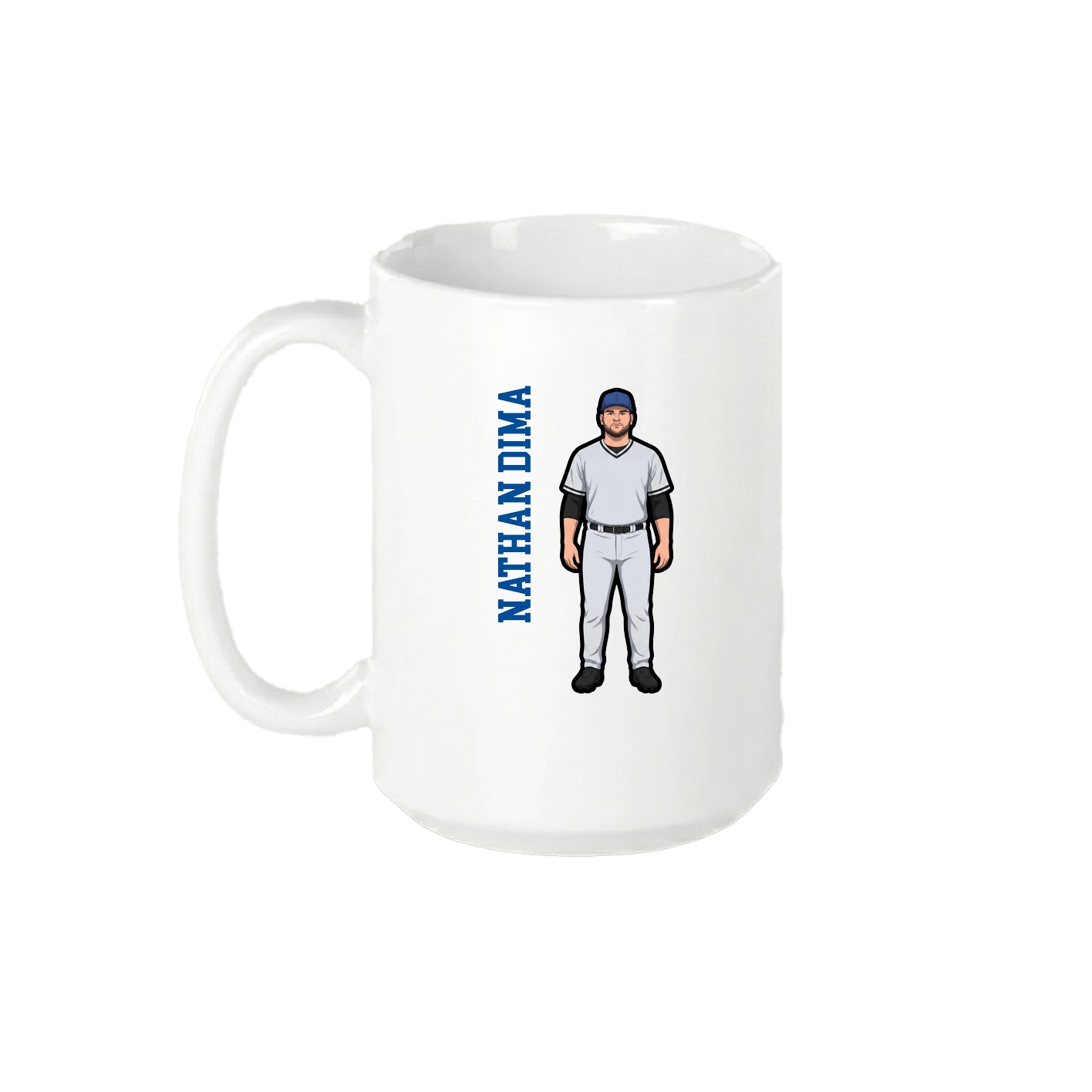15oz Coffee Mug — Name Vertical in White