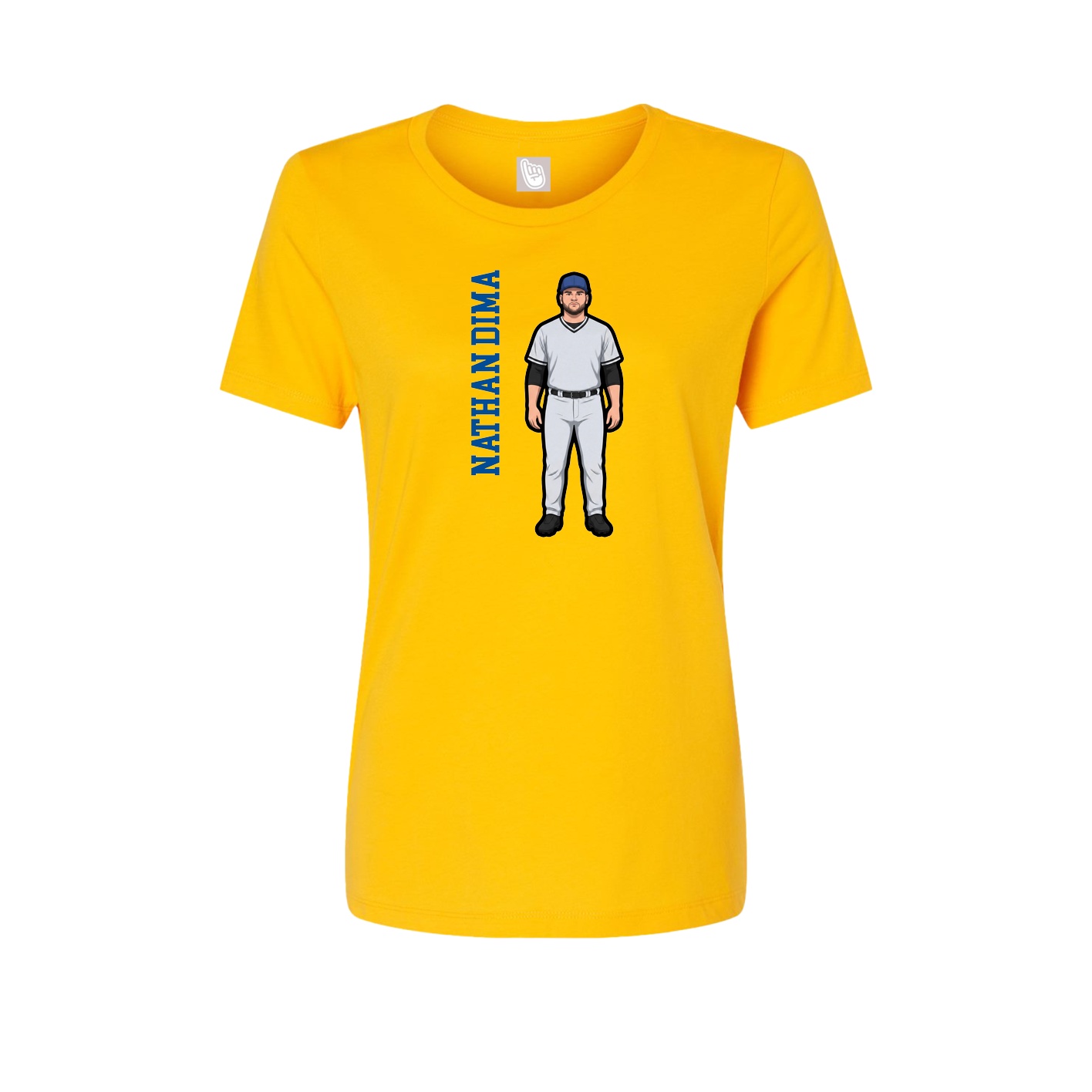 Womens Tee — Name Vertical in Gold