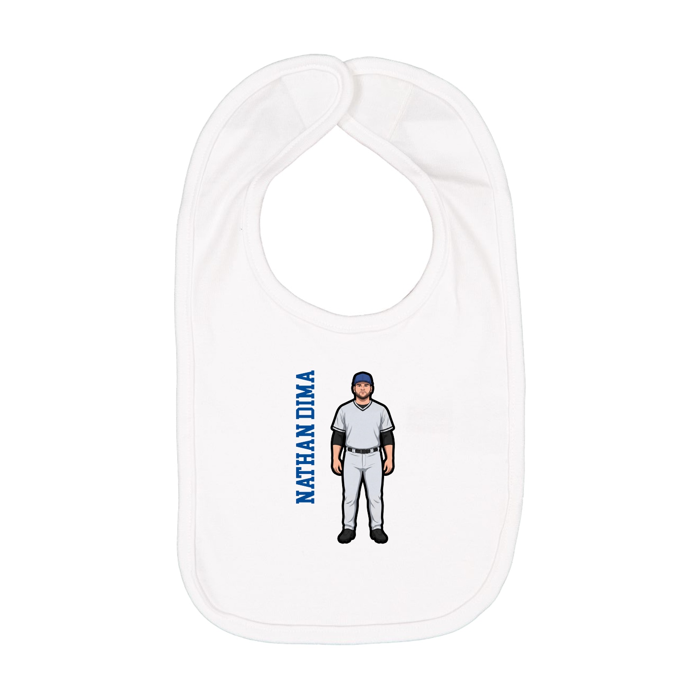 Infant Bib — Name Vertical in White