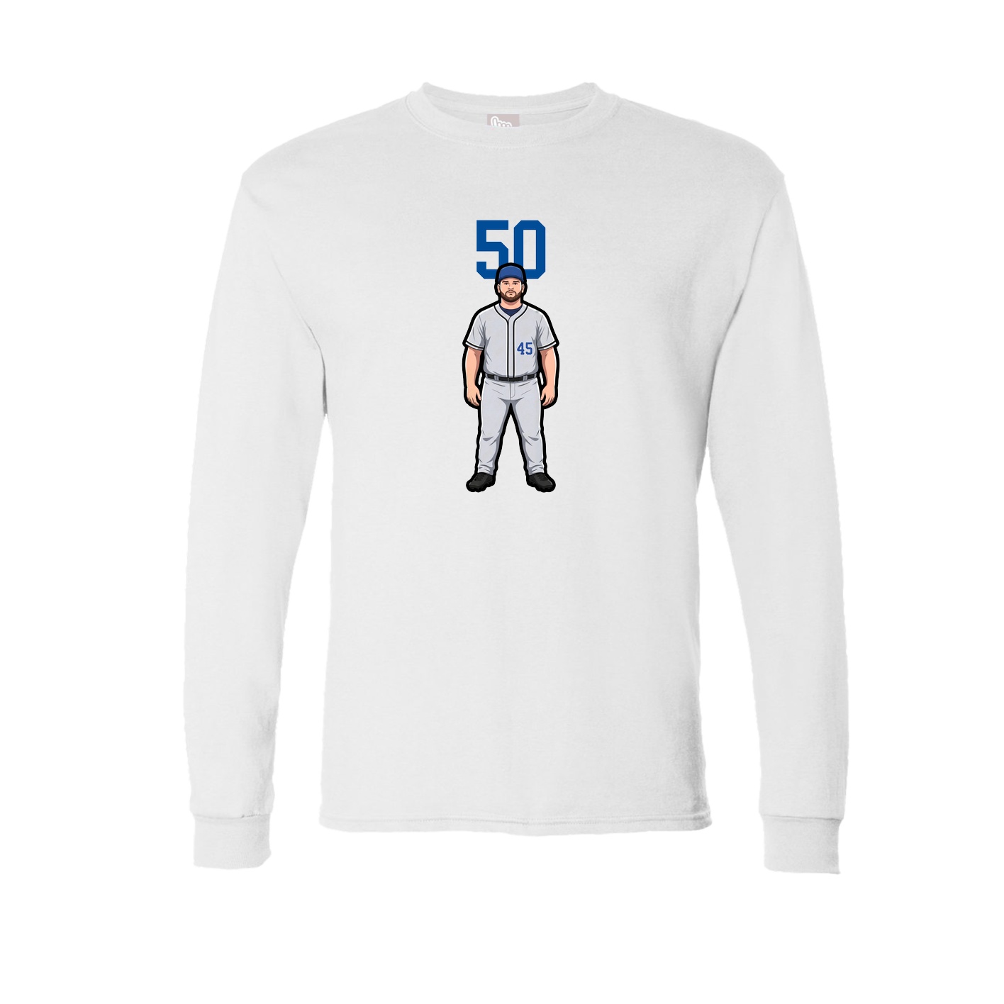 Long Sleeve Tee — Number Top in White