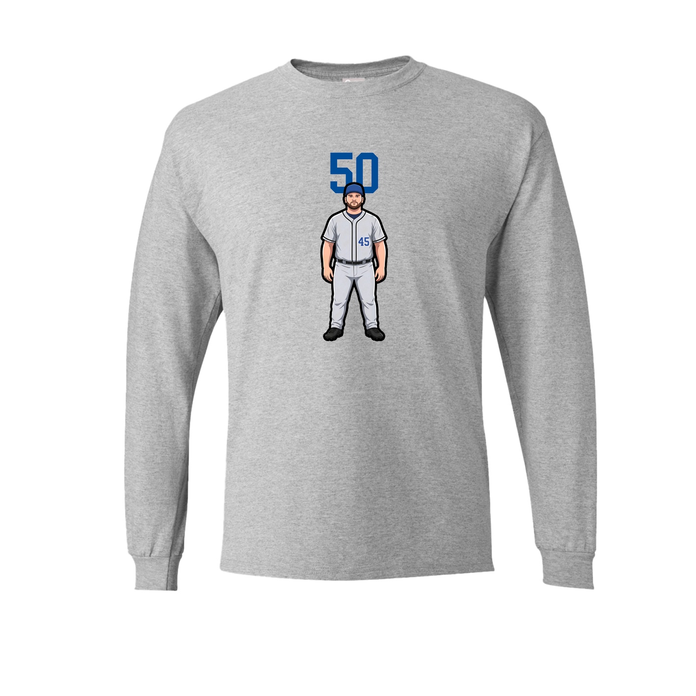 Long Sleeve Tee — Number Top in Grey