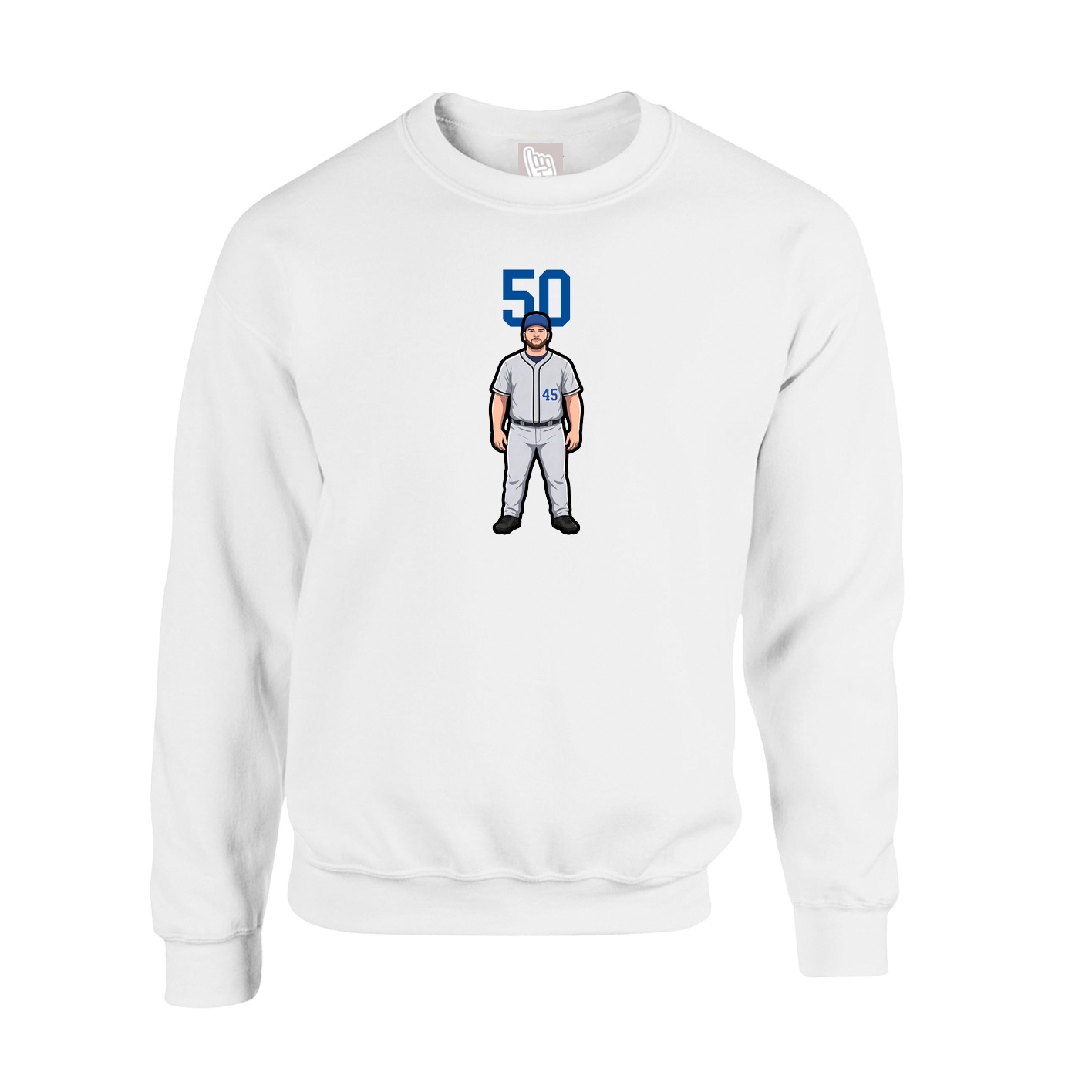 Fleece Crew — Number Top in White