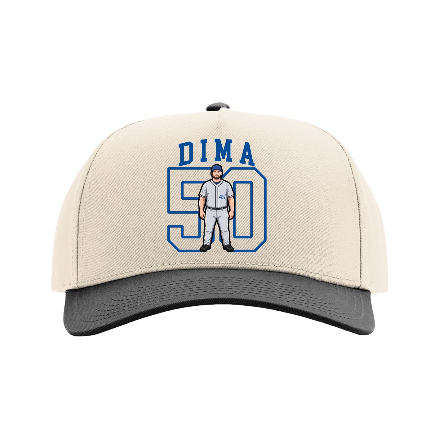 Full Fabric Five-Panel Champ Cap — Shirsey in Cream/Black