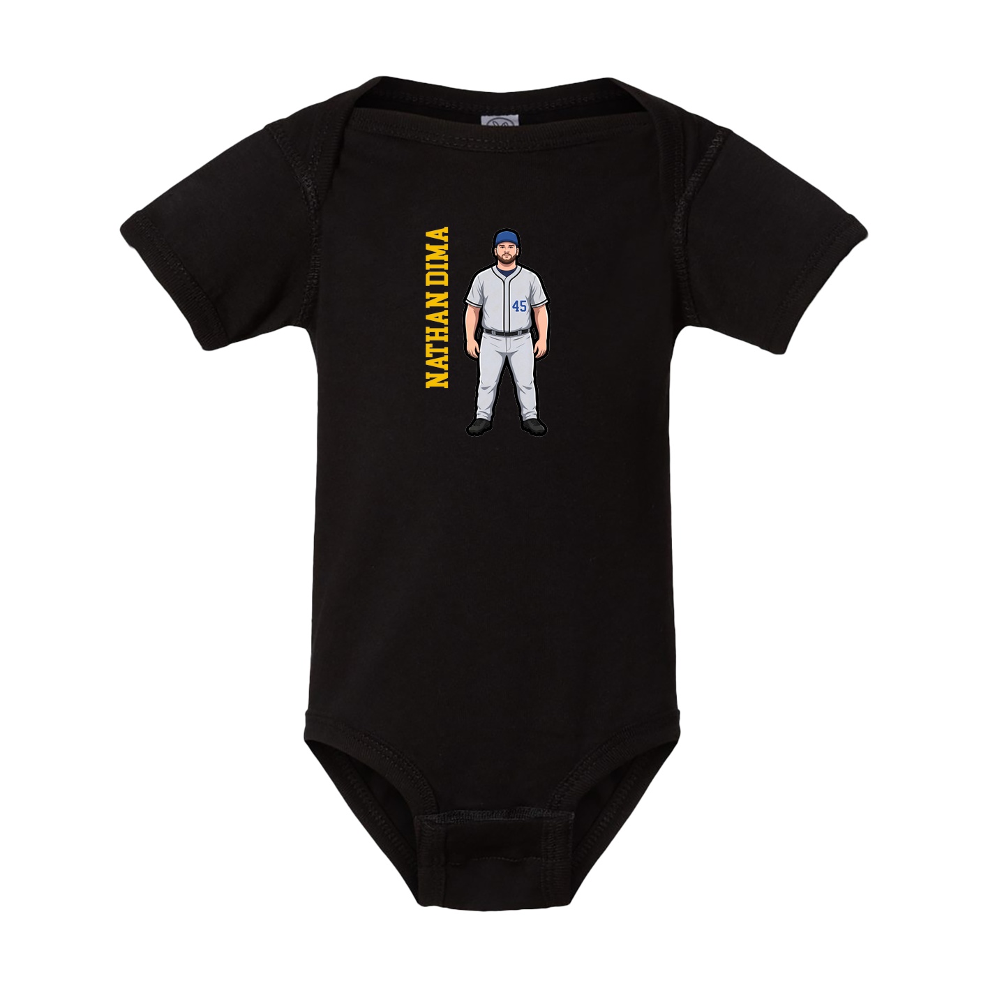 Baby Onesie — Name Vertical in Black