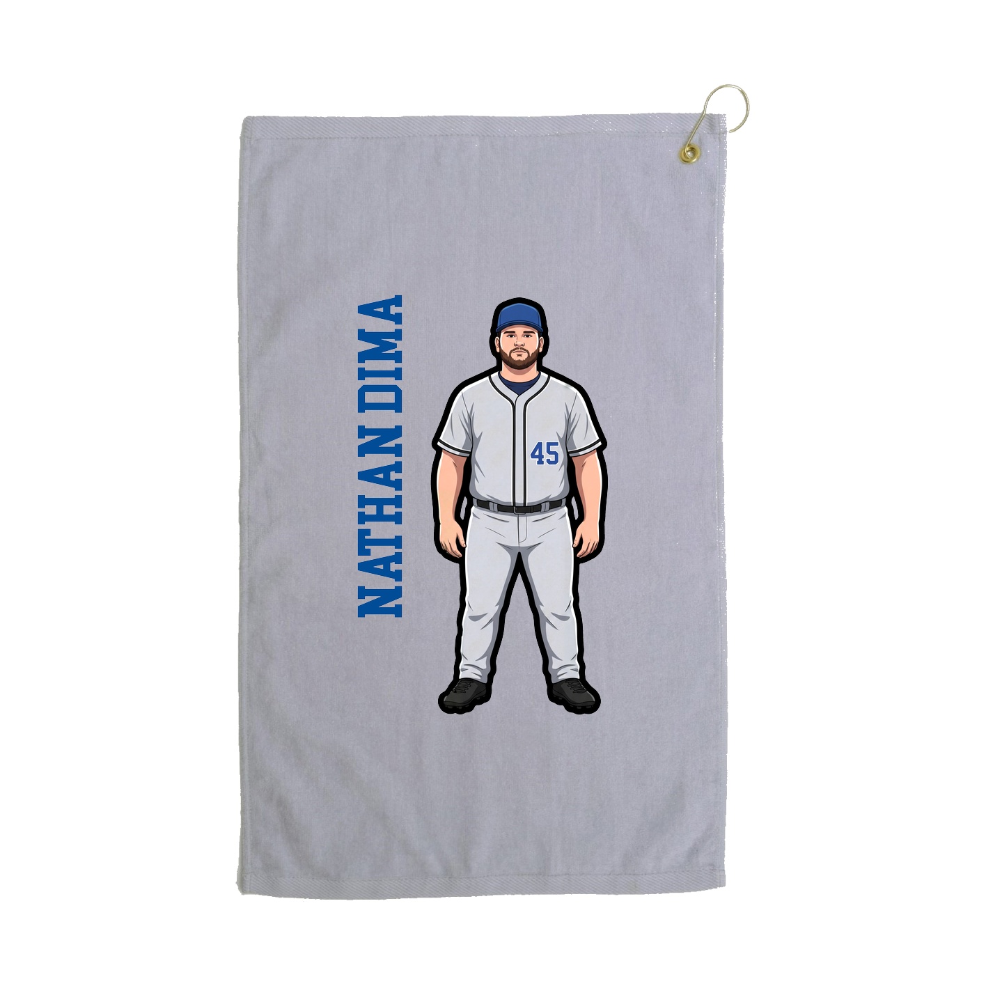 Golf Towel — Name Vertical in Grey