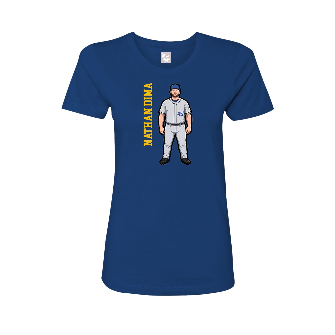 Fitted Women's Tee — Name Vertical in Royal