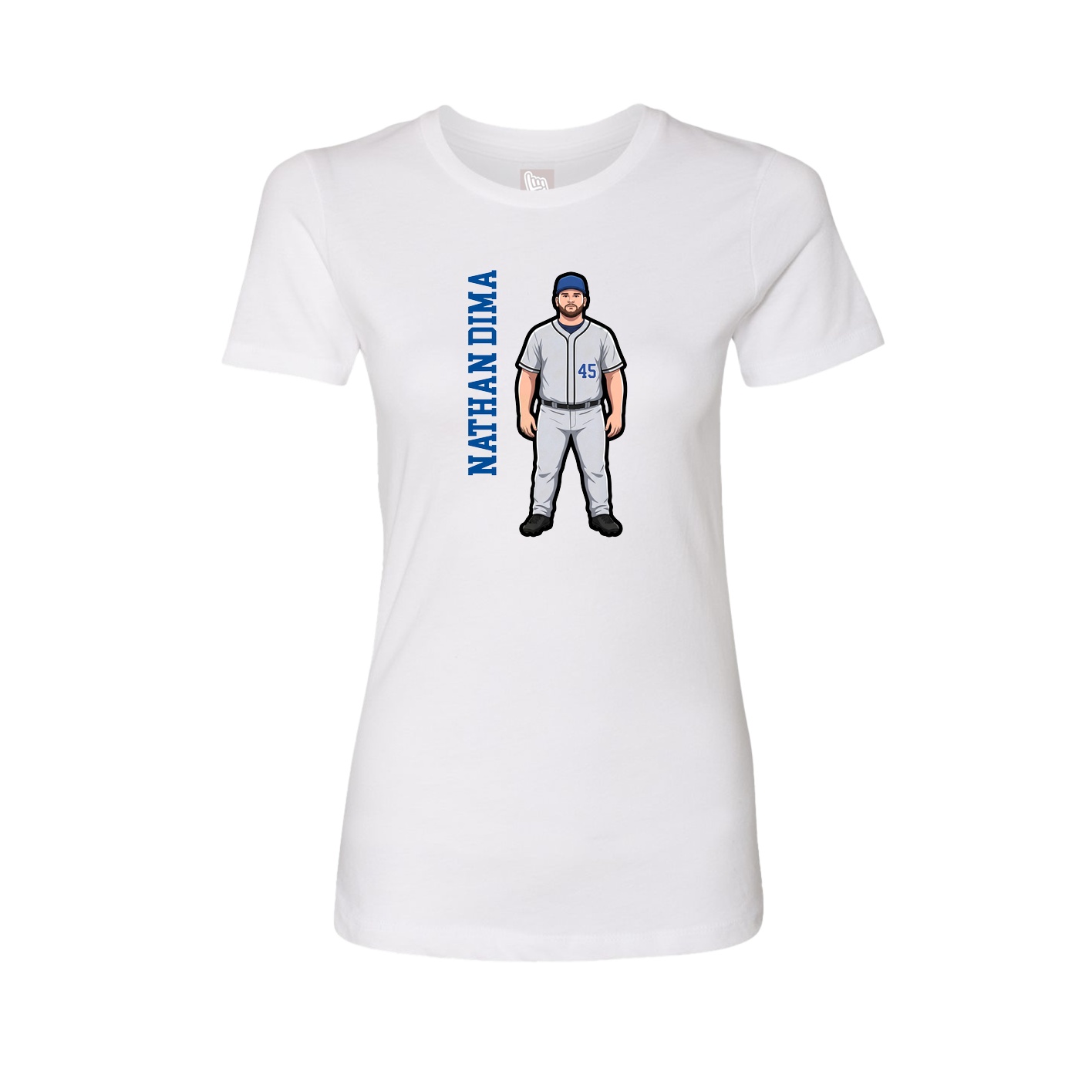 Womens Tee — Name Vertical in White