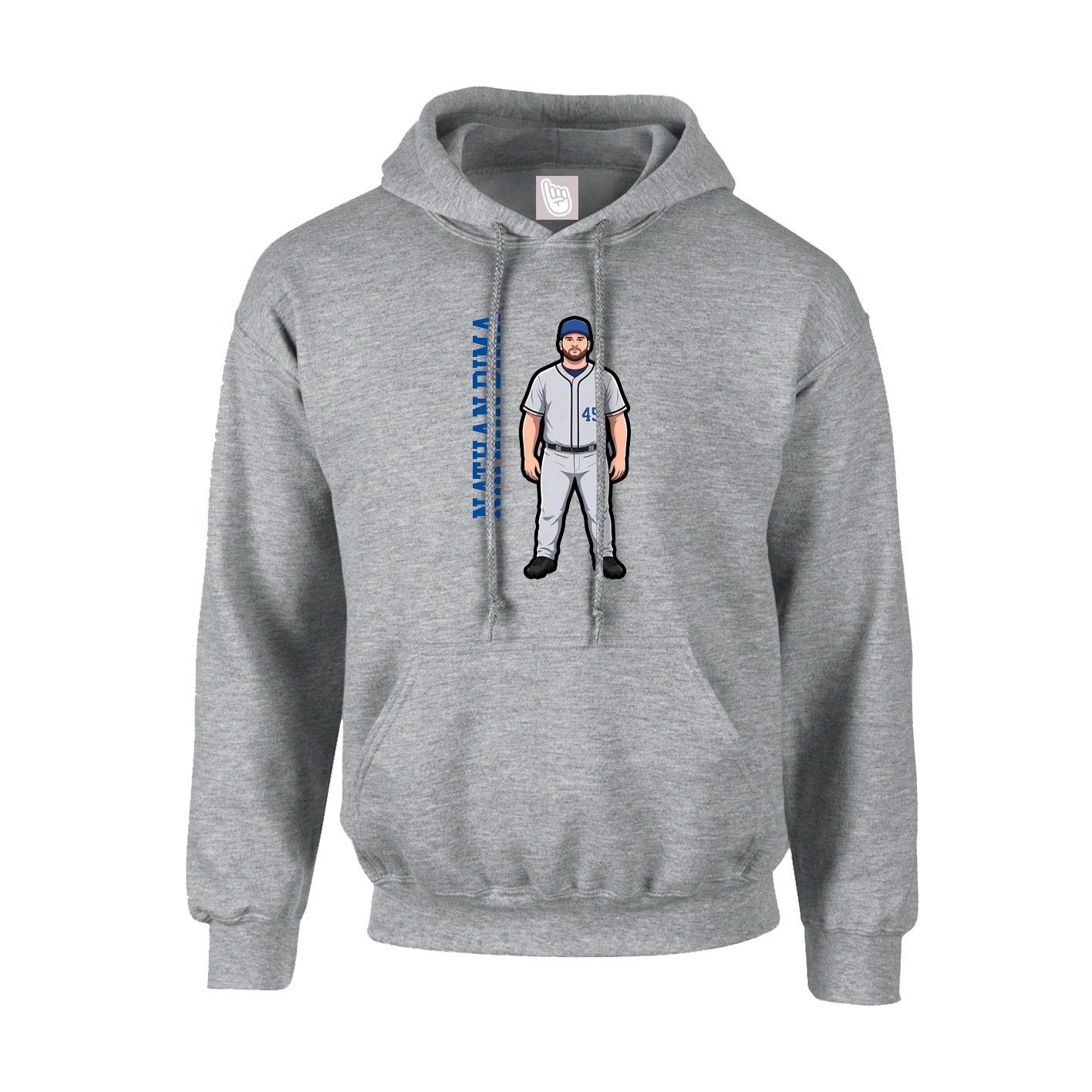 Hoodie — Name Vertical in Grey