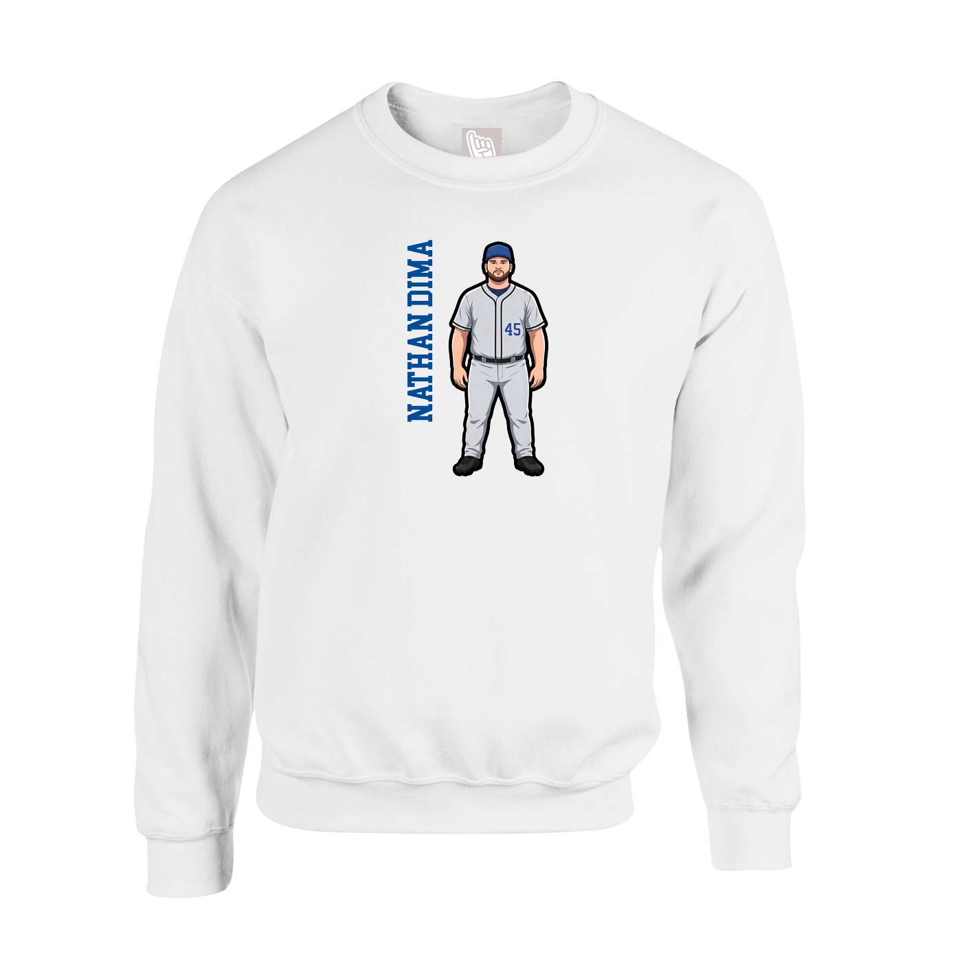 Fleece Crew — Name Vertical in White