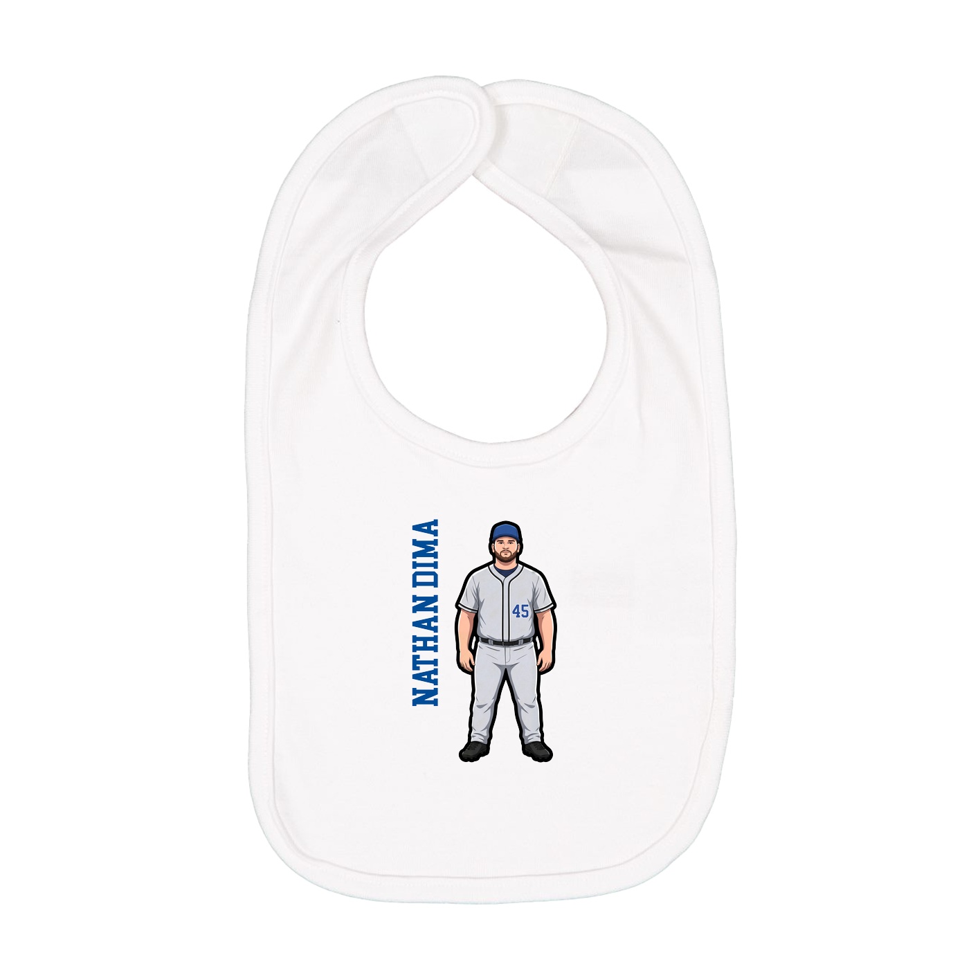 Infant Bib — Name Vertical in White