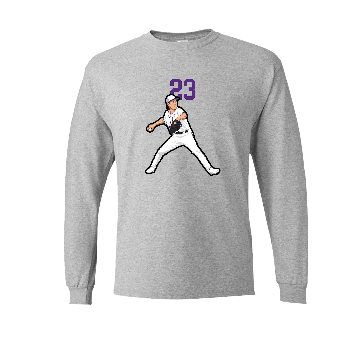 Long Sleeve Tee — Number Top in Grey