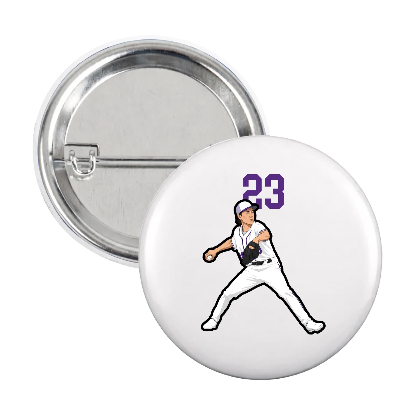 Game Day Button — Number Top in White