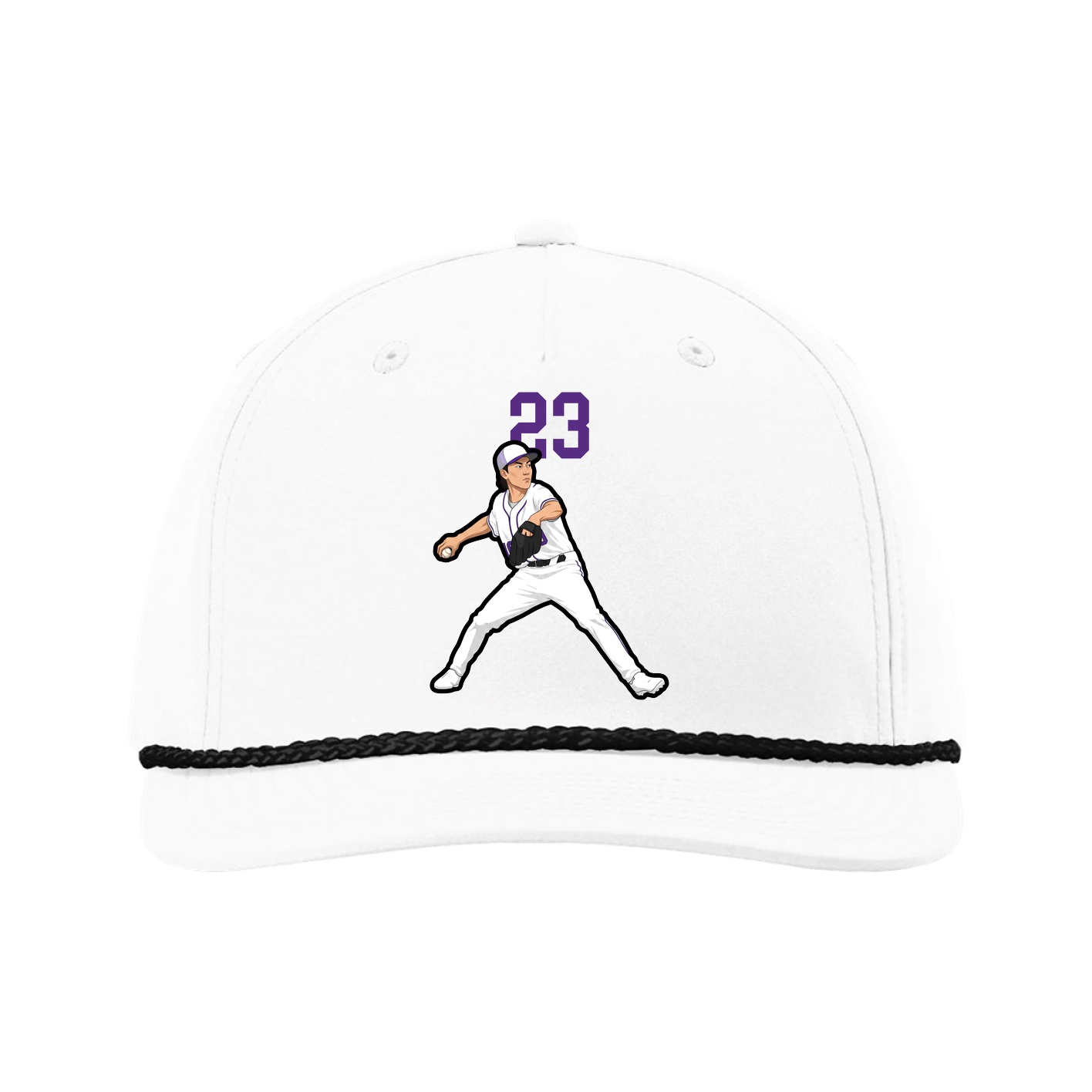 Five-Panel Classic Rope Cap — Number Top in White