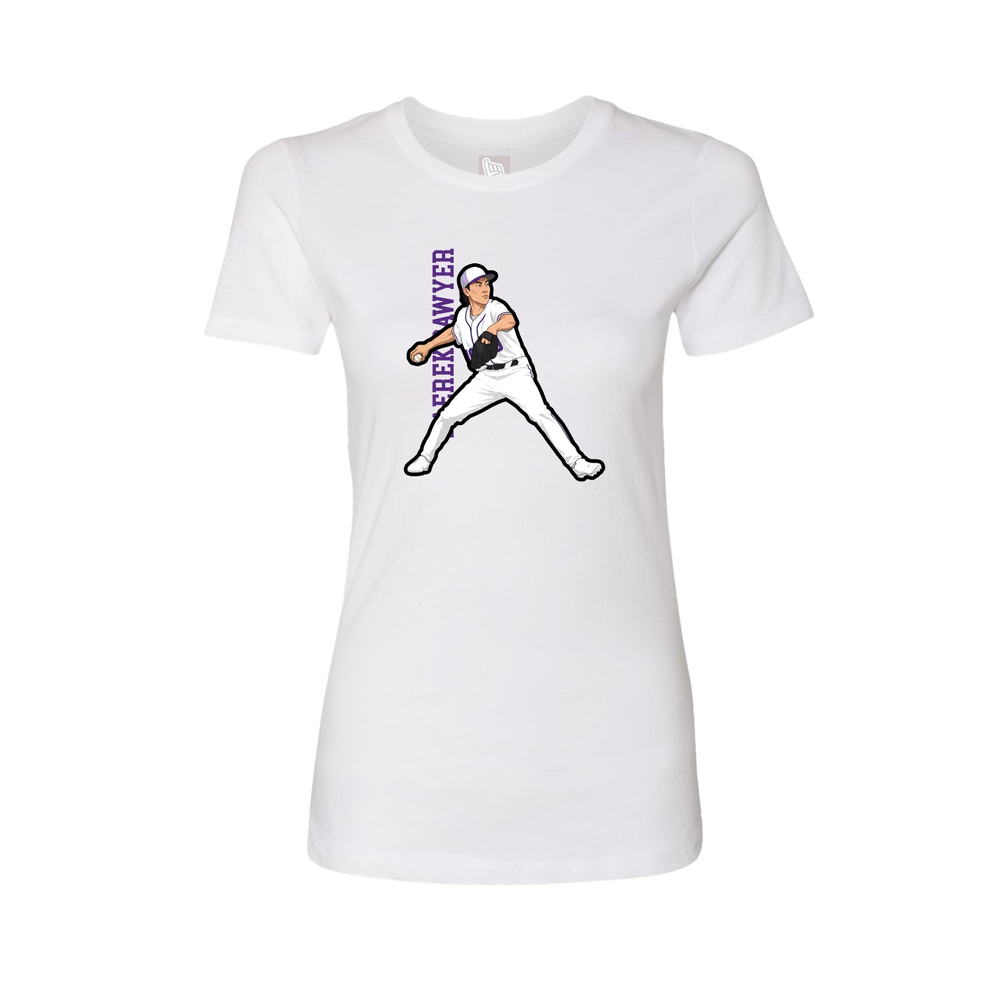 Fitted Women's Tee — Name Vertical in White
