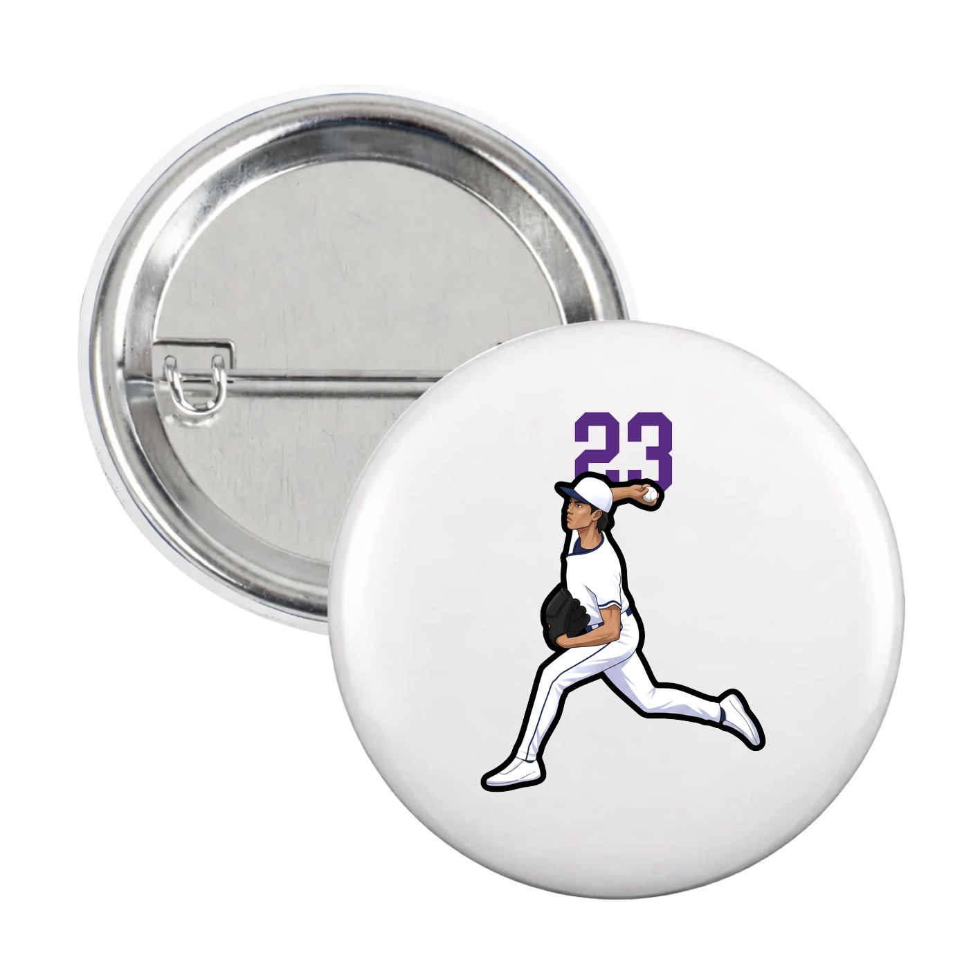 Game Day Button — Number Top in White