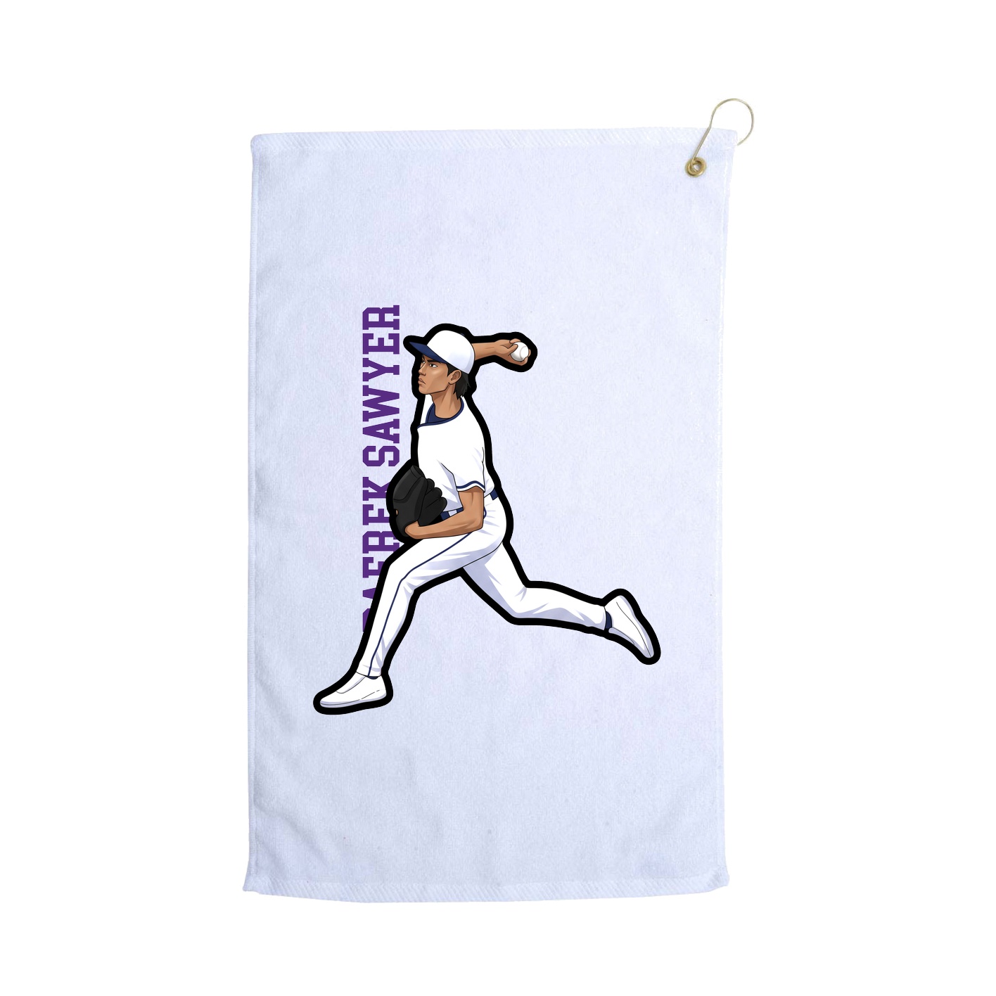 Golf Towel — Name Vertical in White