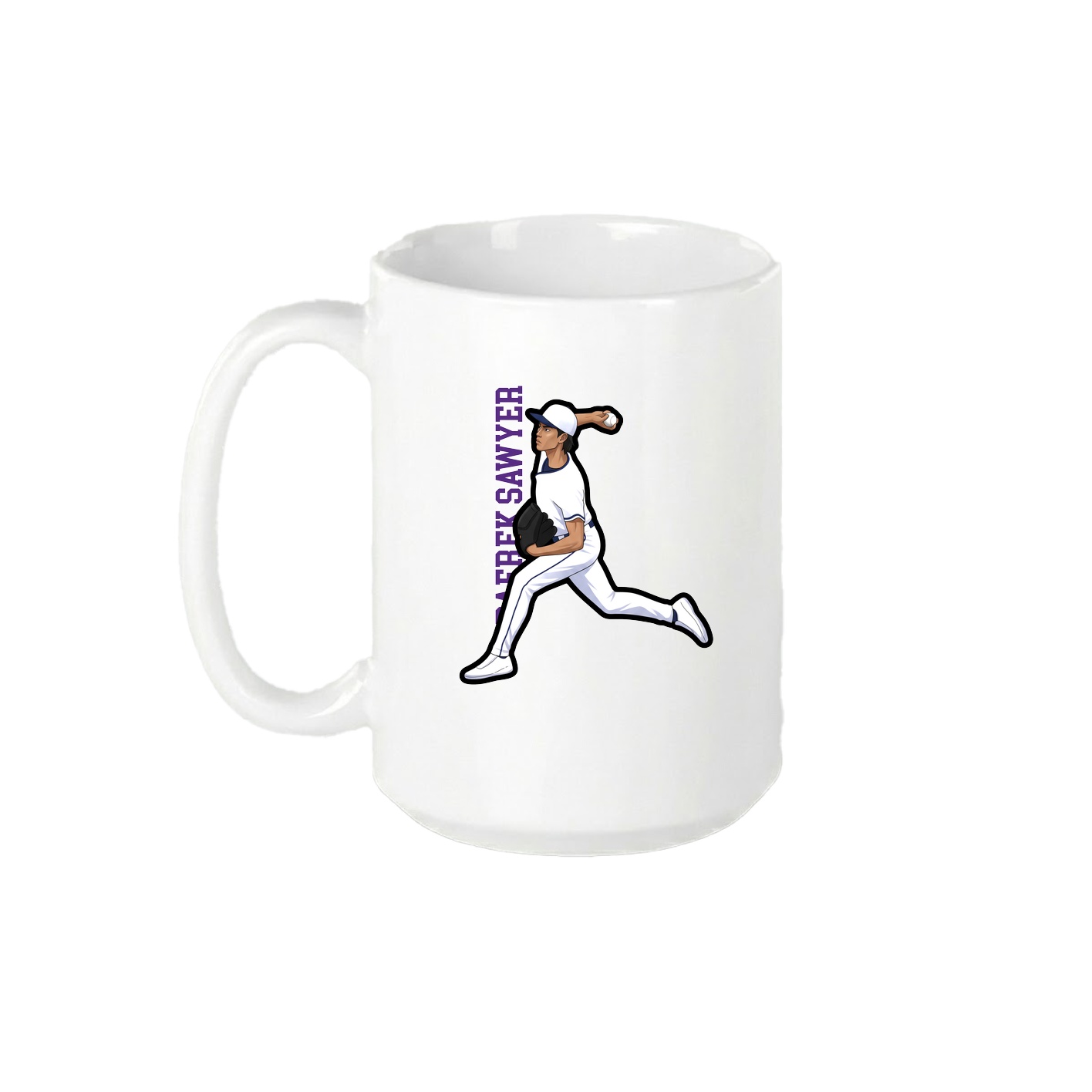 15oz Coffee Mug — Name Vertical in White