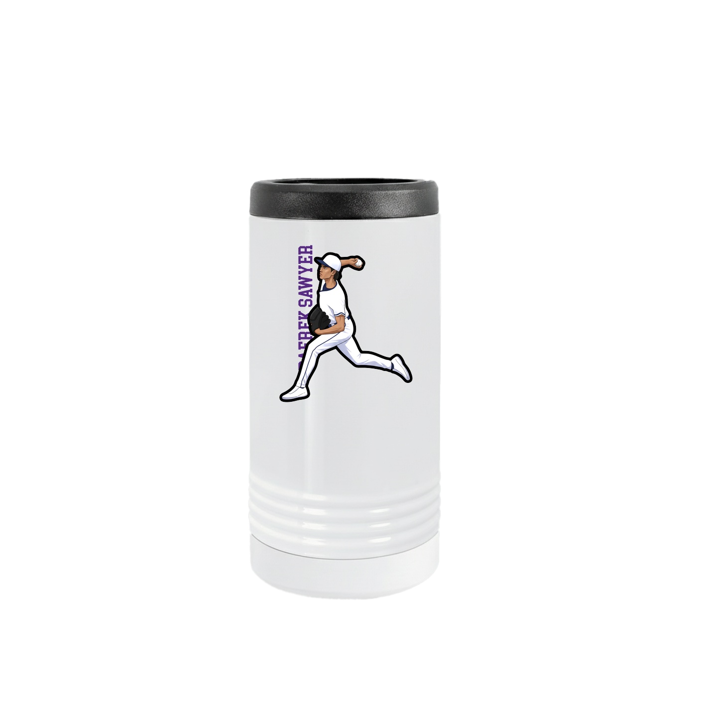 Slim Beverage Holder — Name Vertical in White