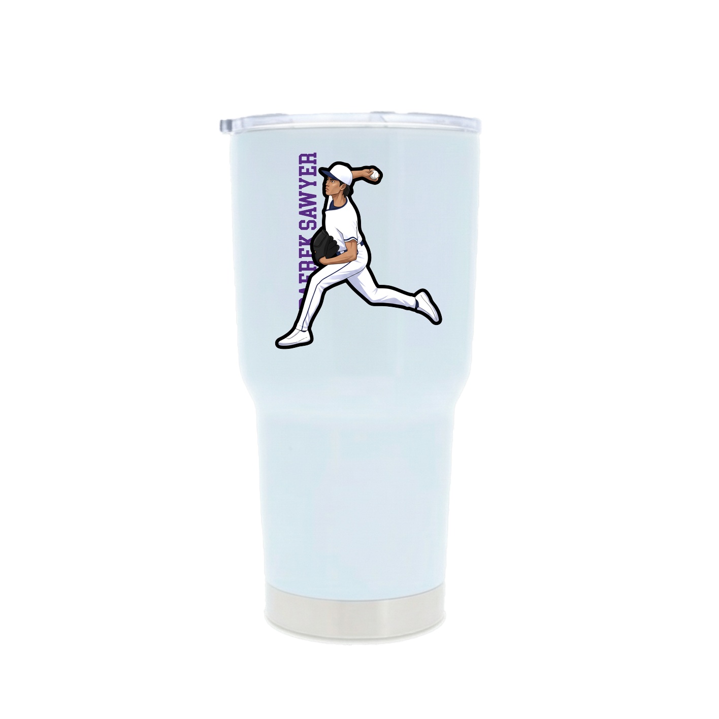 30oz Stainless Steel Tumbler — Name Vertical in White