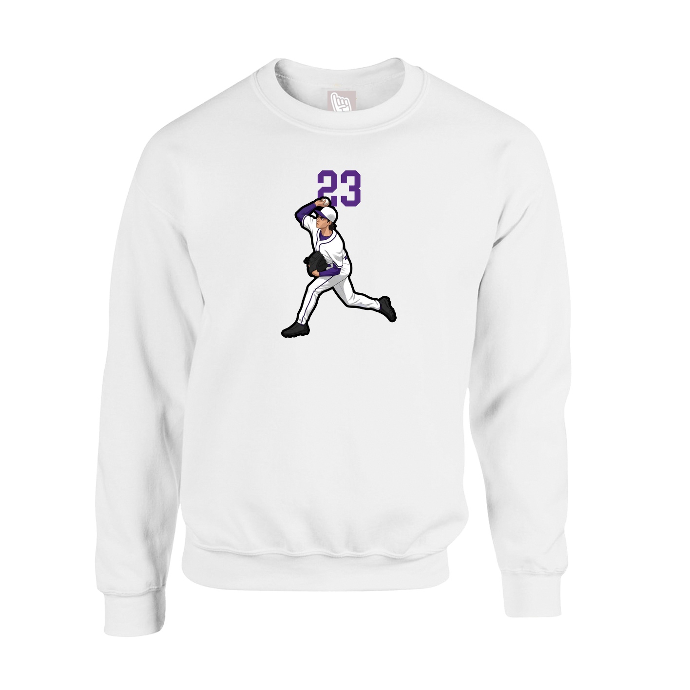 Fleece Crew — Number Top in White