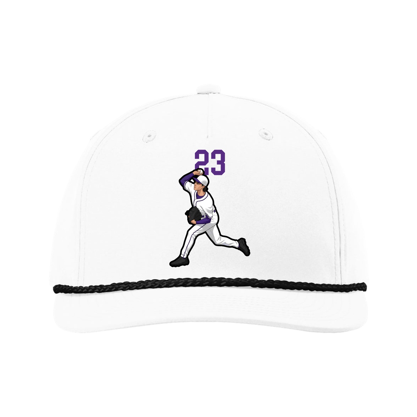Five-Panel Classic Rope Cap — Number Top in White