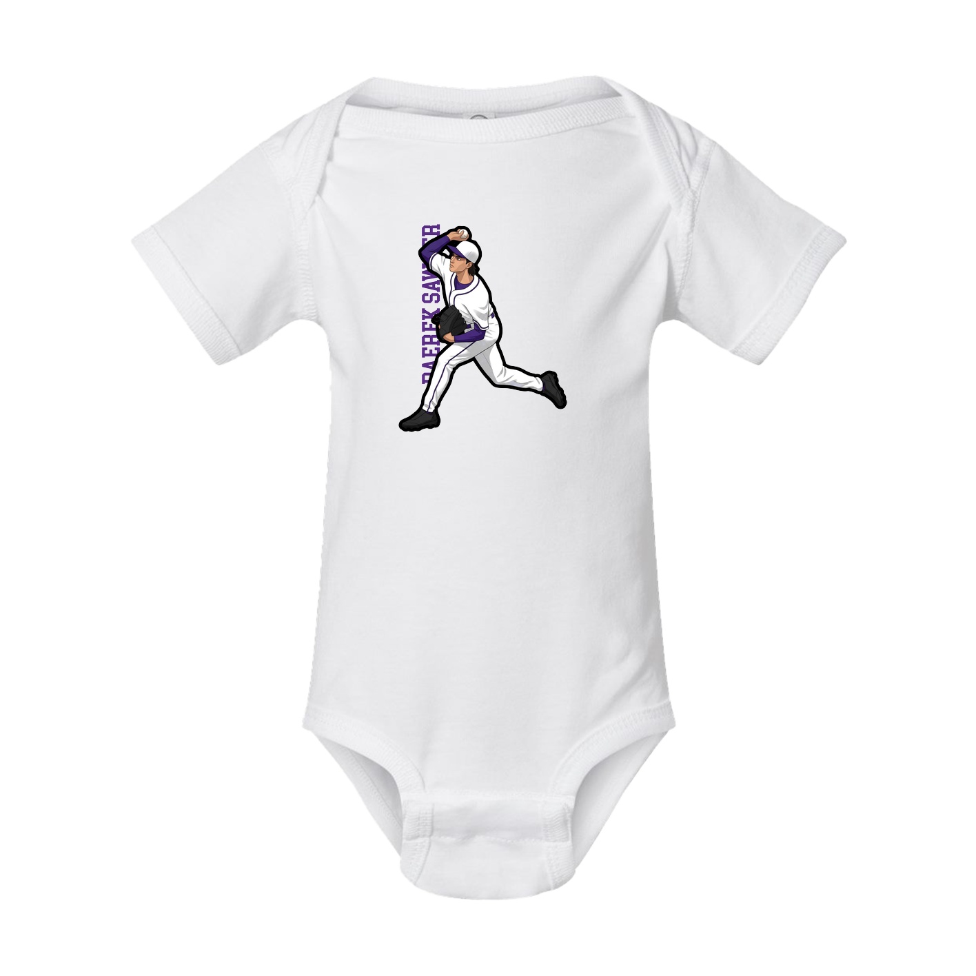 Baby Onesie — Name Vertical in White