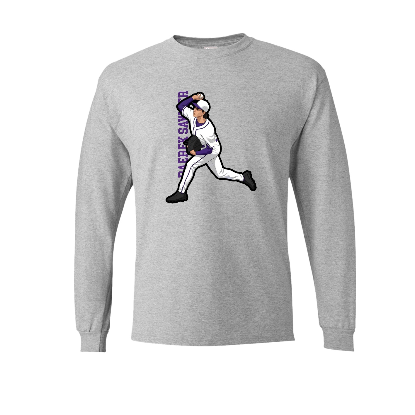 Long Sleeve Tee — Name Vertical in Grey
