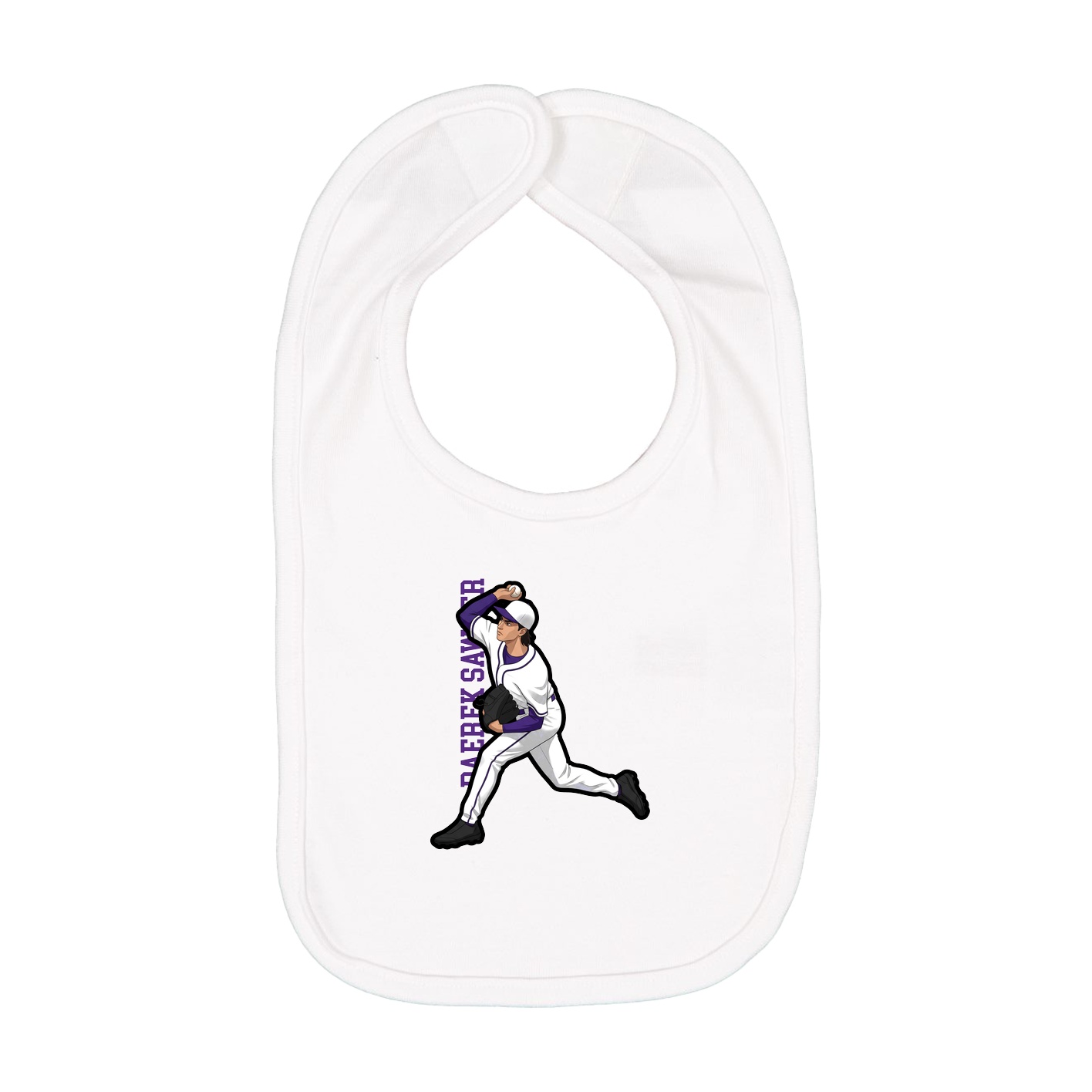 Infant Bib — Name Vertical in White