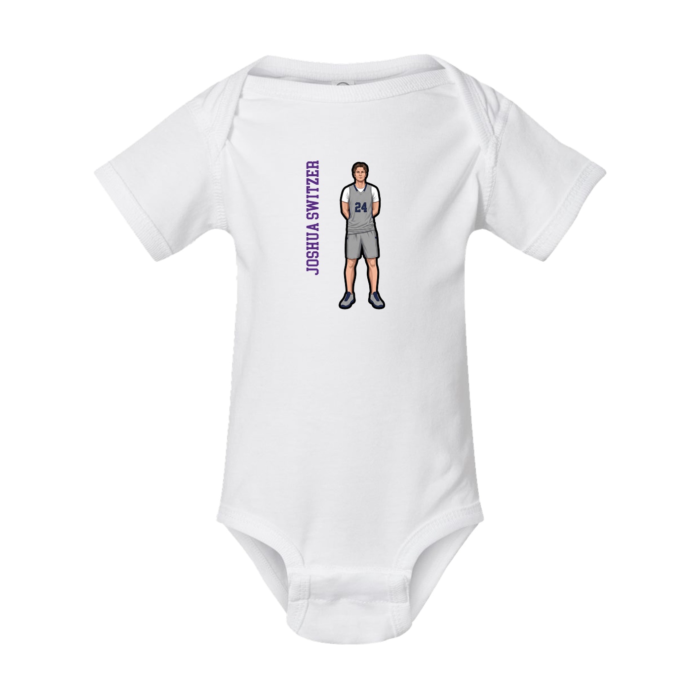 Baby Onesie — Name Vertical in White