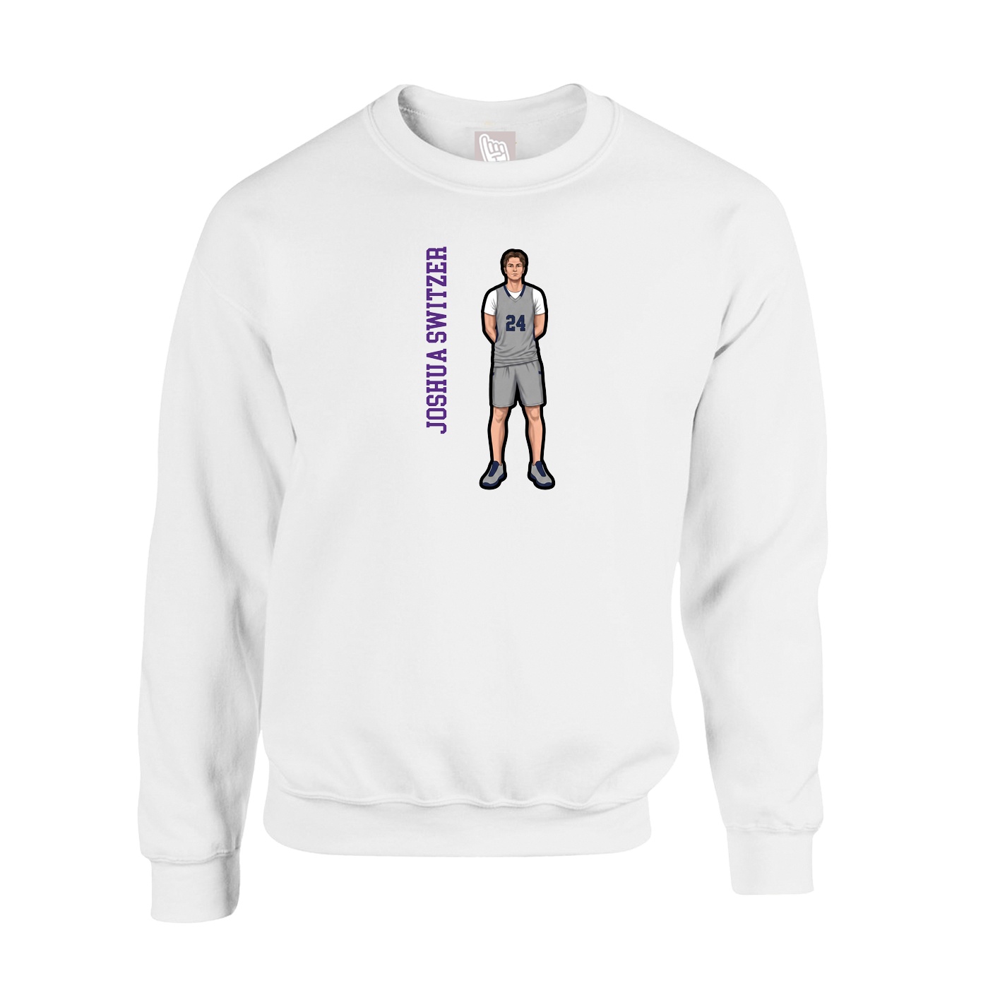Fleece Crew — Name Vertical in White