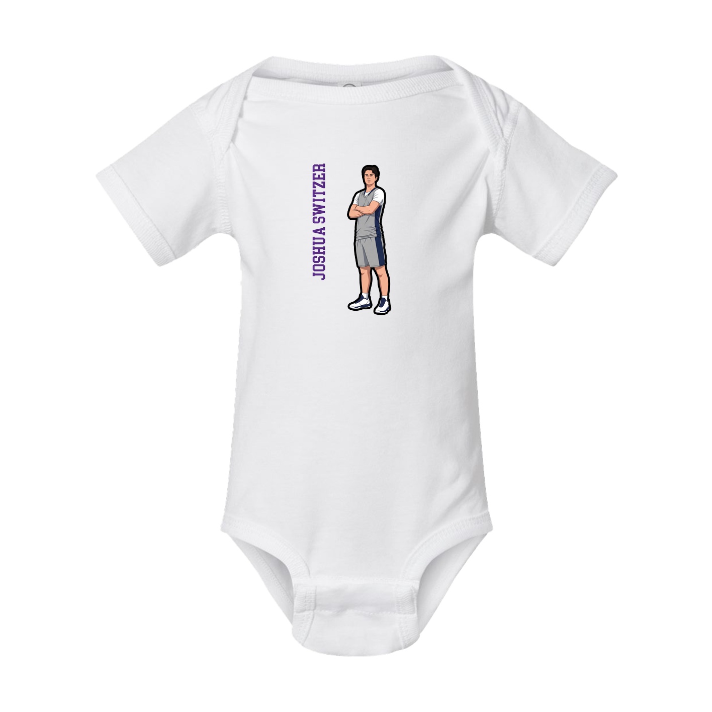 Baby Onesie — Name Vertical in White