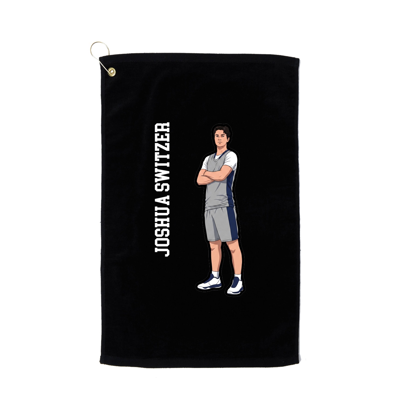 Golf Towel — Name Vertical in Black