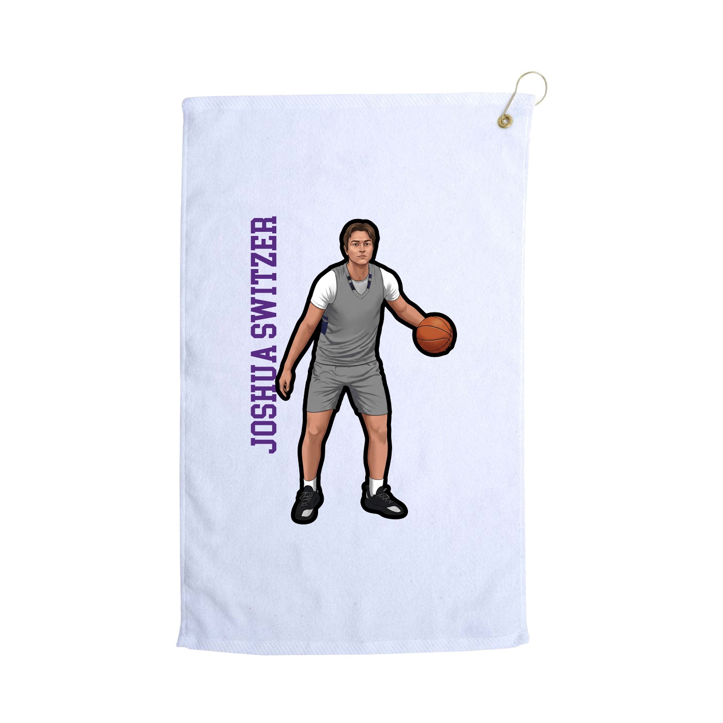 Golf Towel — Name Vertical in White
