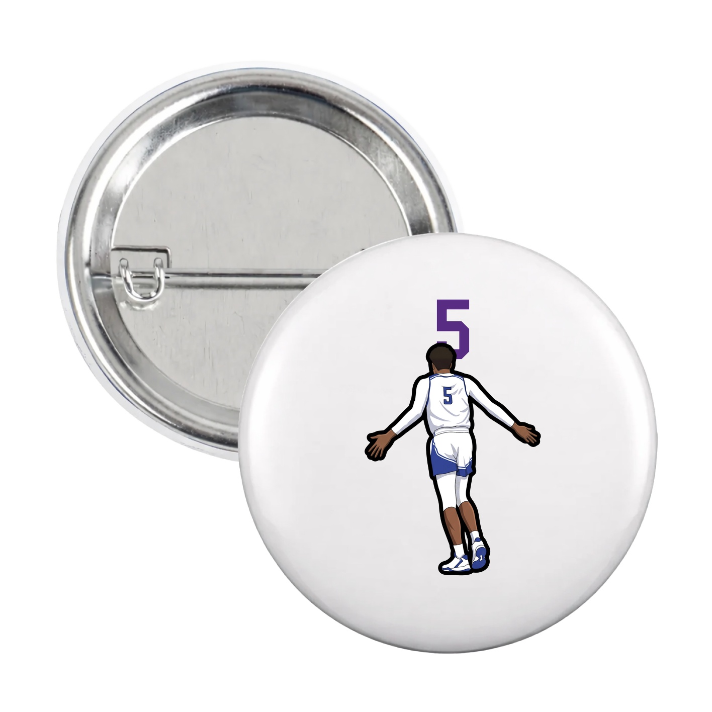 Game Day Button — Number Top in White
