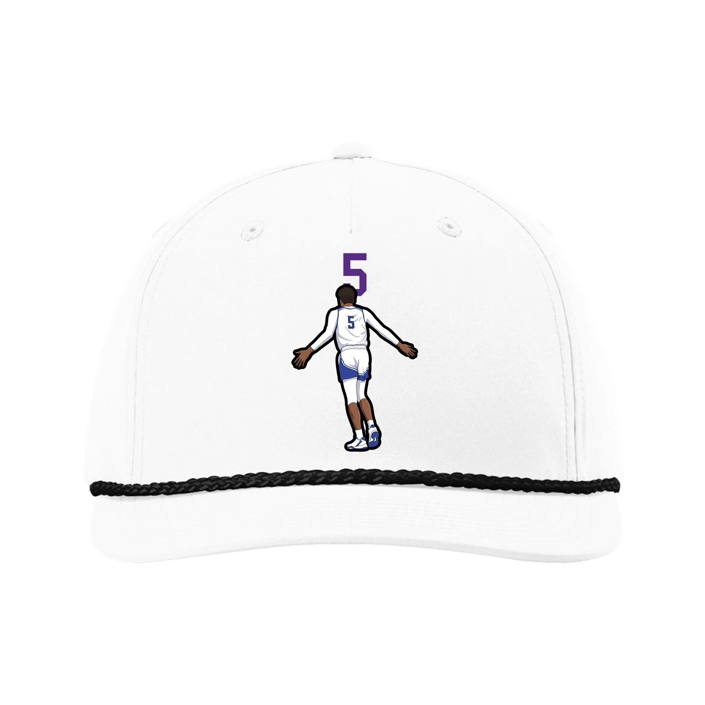 Five-Panel Classic Rope Cap — Number Top in White
