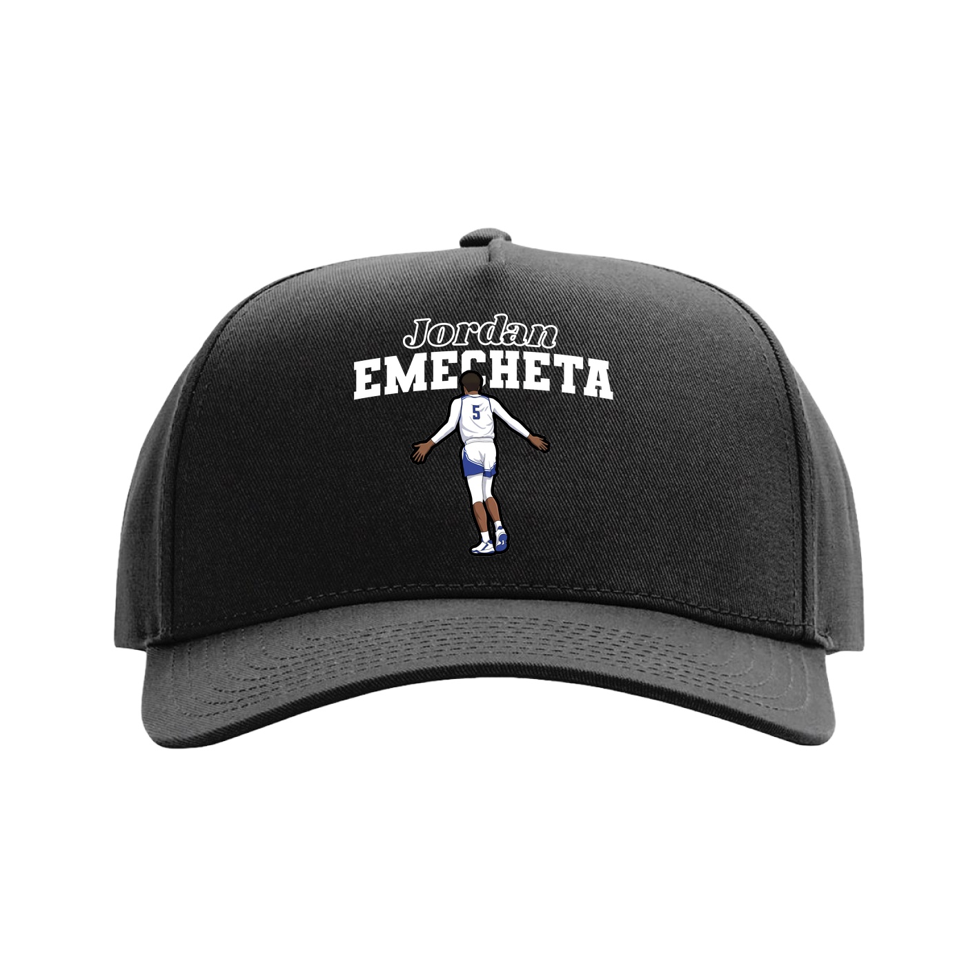 Full Fabric Five-Panel Champ Cap — Name Arch in Black
