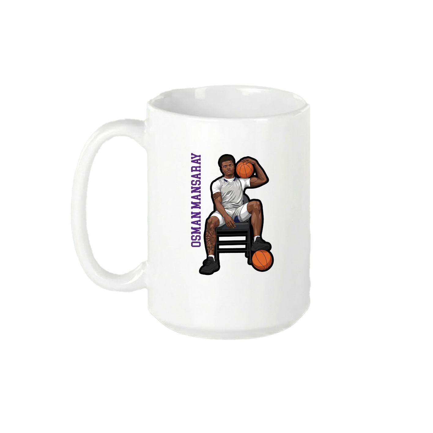 15oz Coffee Mug — Name Vertical in White