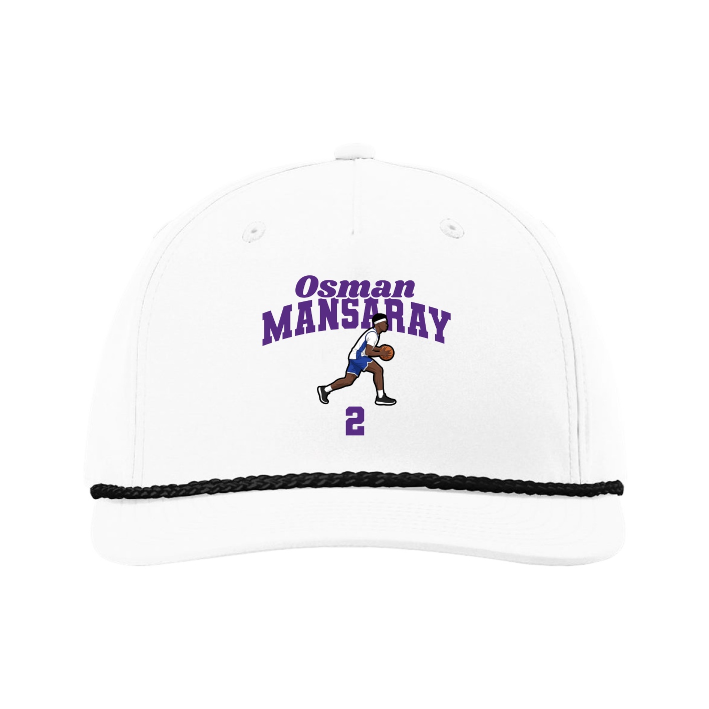 Five-Panel Classic Rope Cap — Signature Arch in White