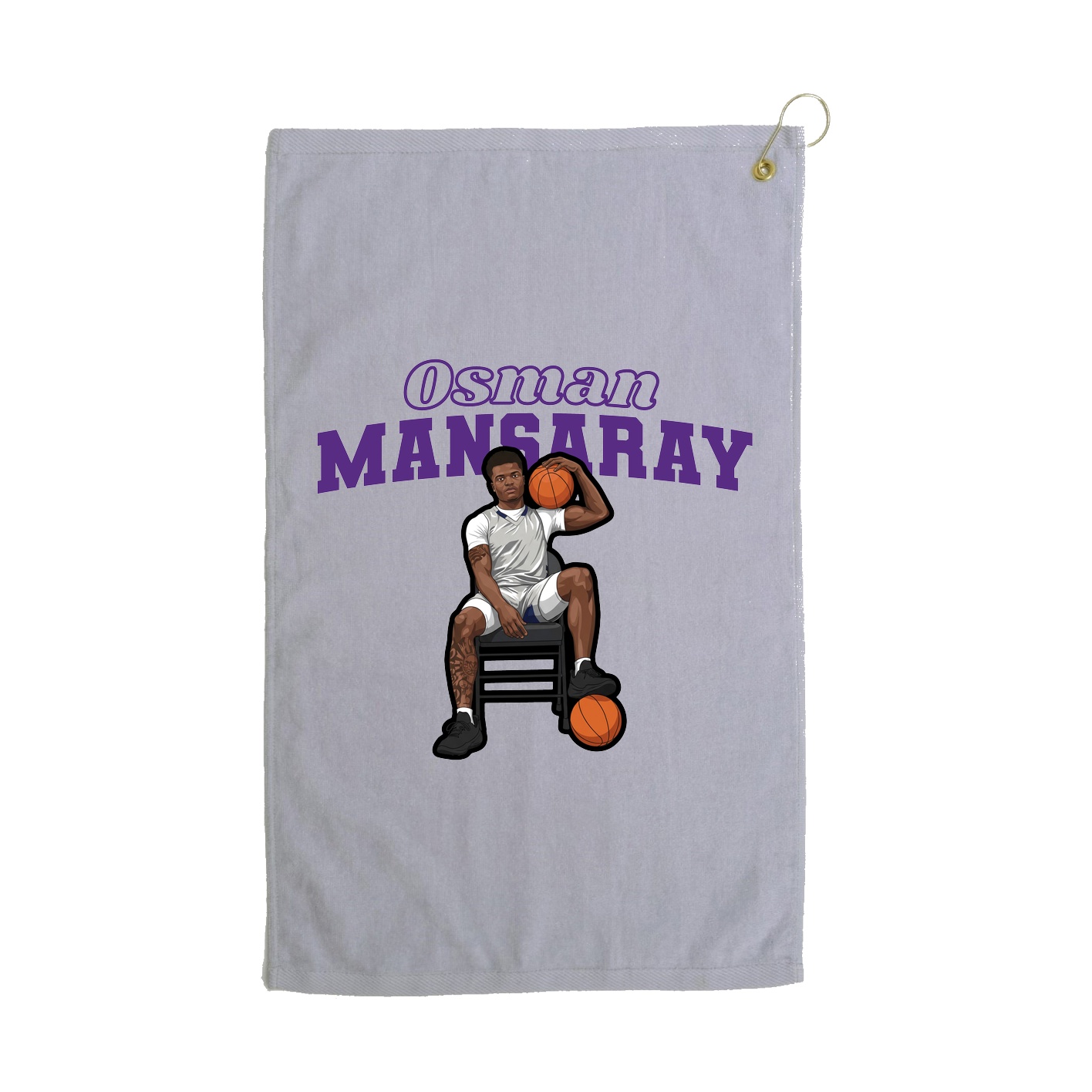Golf Towel — Name Arch in Grey