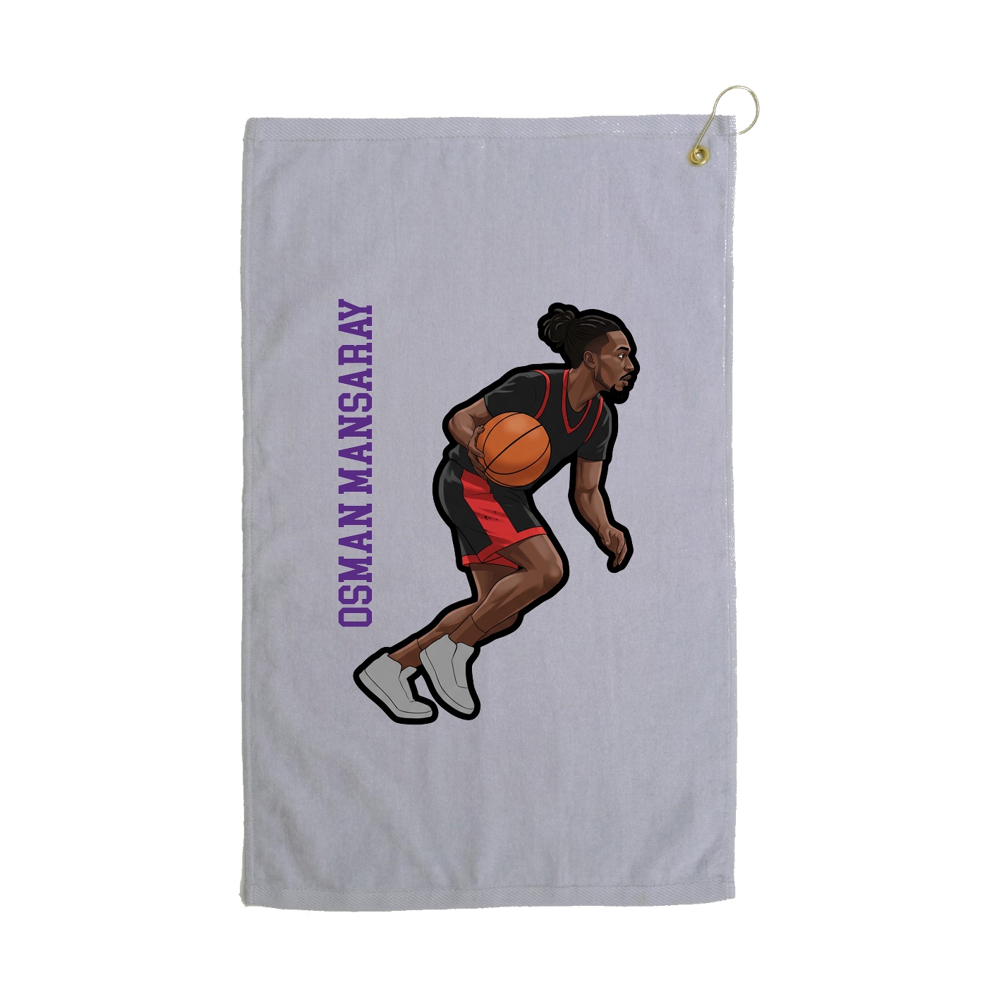 Golf Towel — Name Vertical in Grey