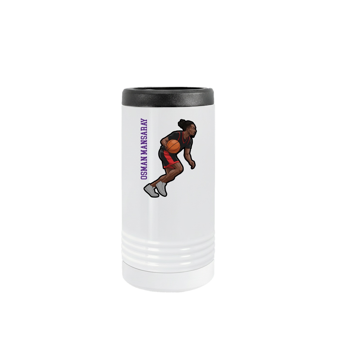 Slim Beverage Holder — Name Vertical in White