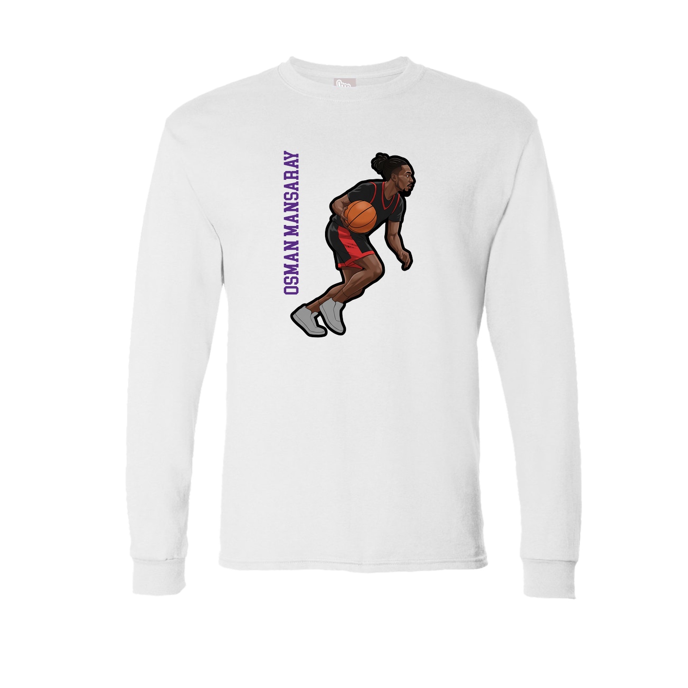 Long Sleeve Tee — Name Vertical in White