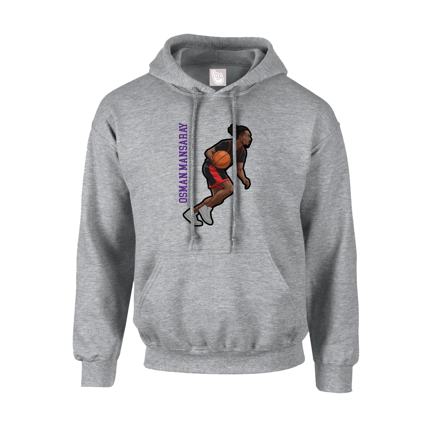 Hoodie — Name Vertical in Grey