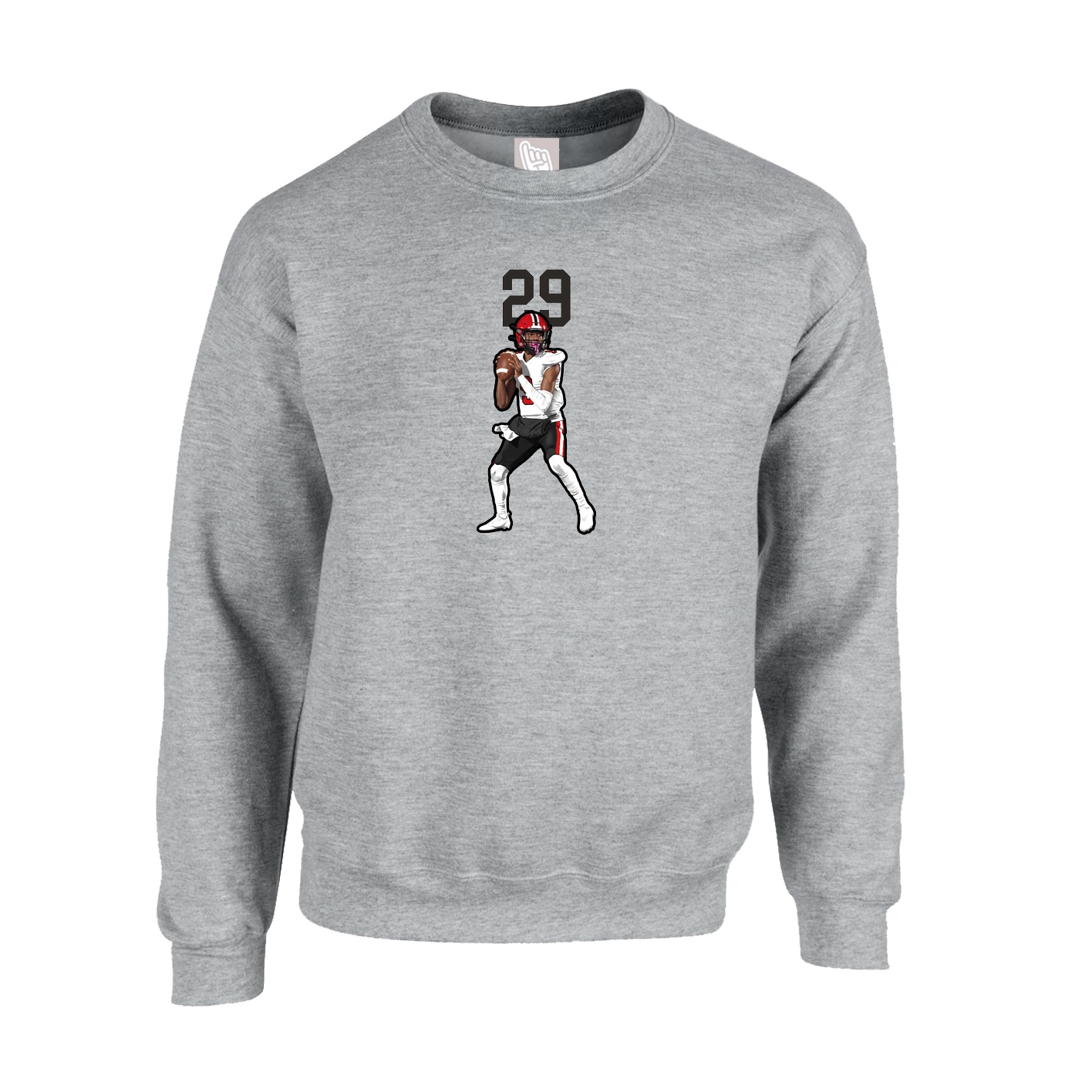 Fleece Crew — Number Top in Grey