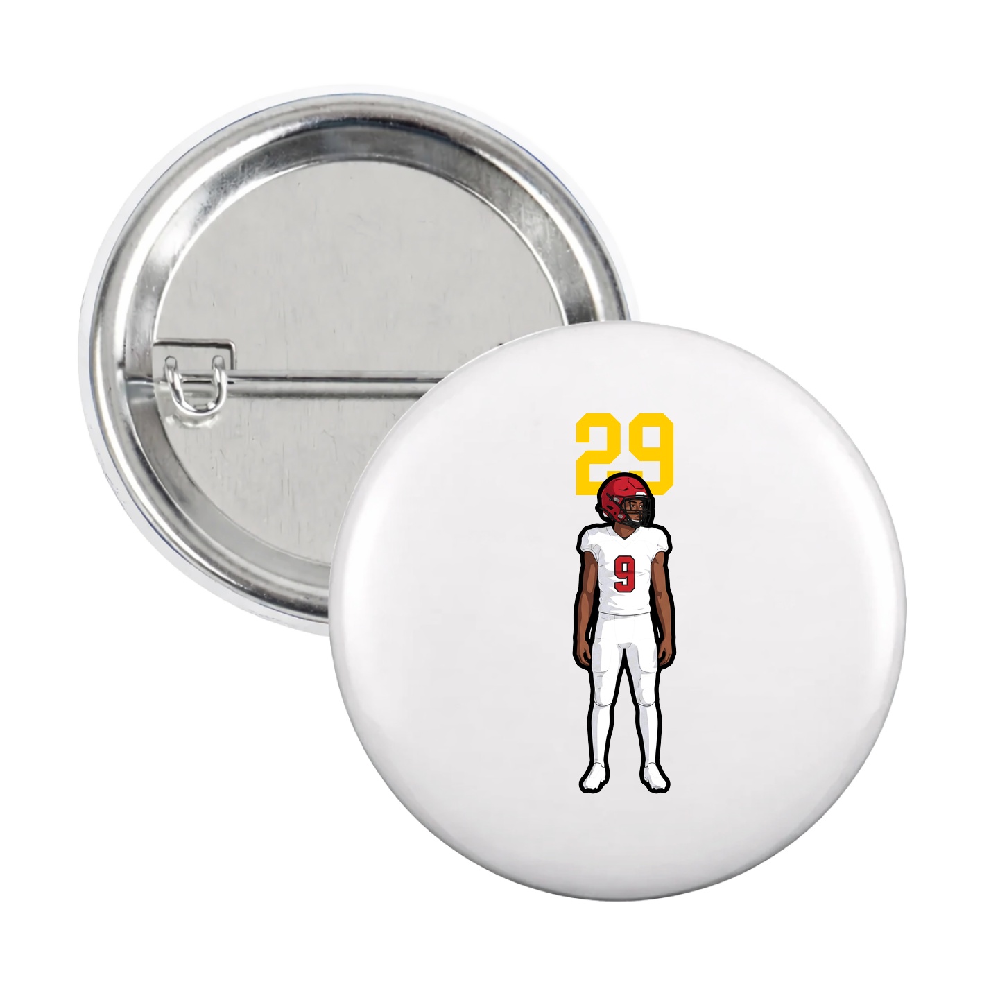 Game Day Button — Number Top in White
