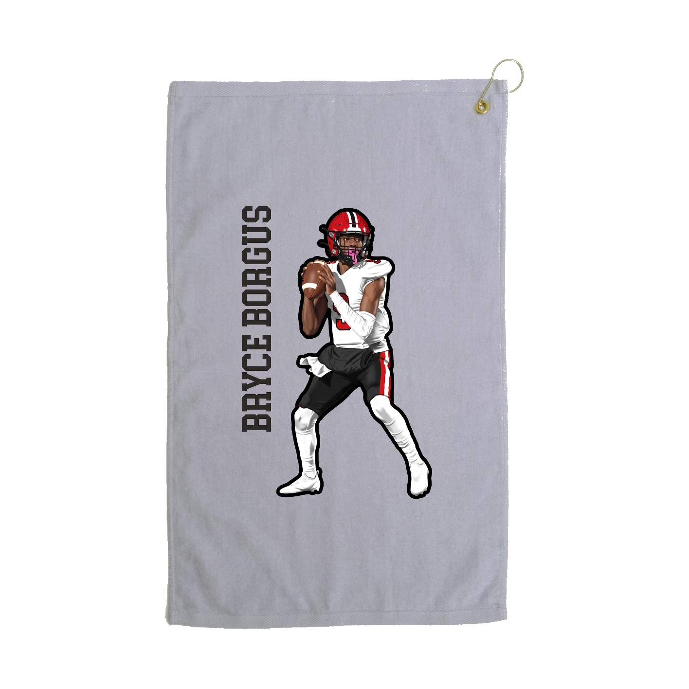 Golf Towel — Name Vertical in Grey
