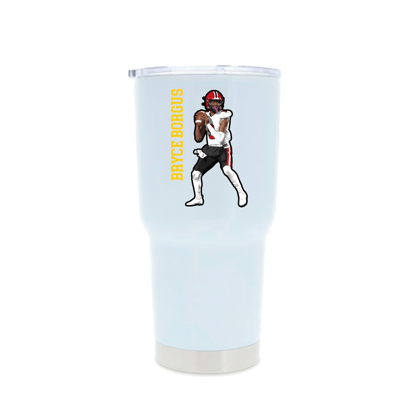 30oz Stainless Steel Tumbler — Name Vertical in White